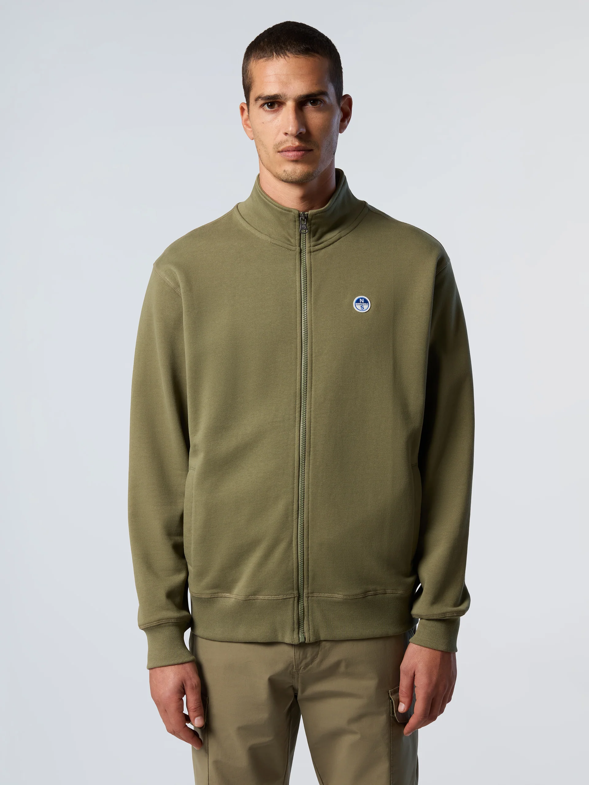 Full-zip sweatshirt with logo patch