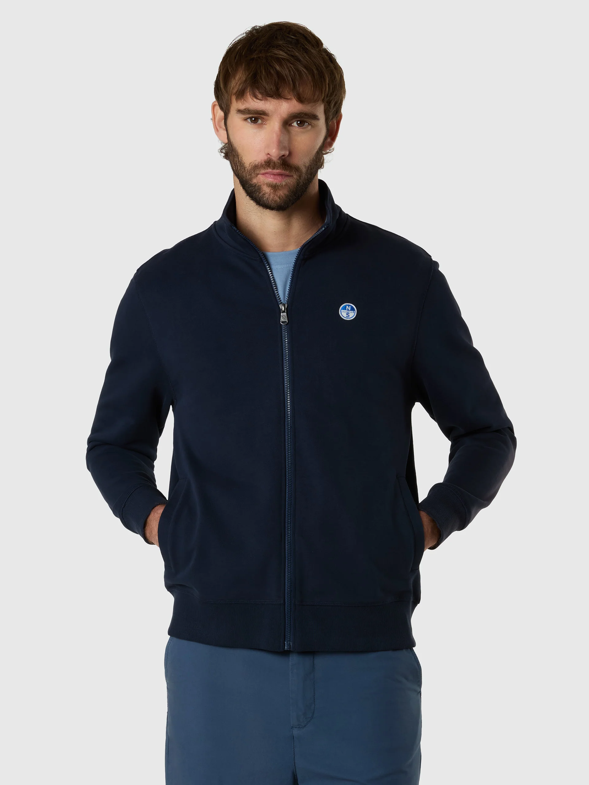 Full-zip sweatshirt with logo patch