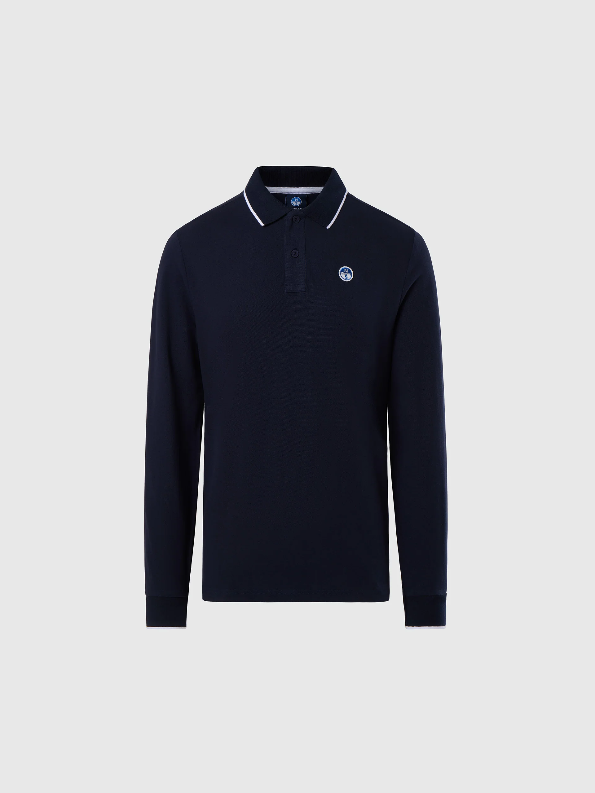 Long-sleeved polo shirt with collar print - Image 2