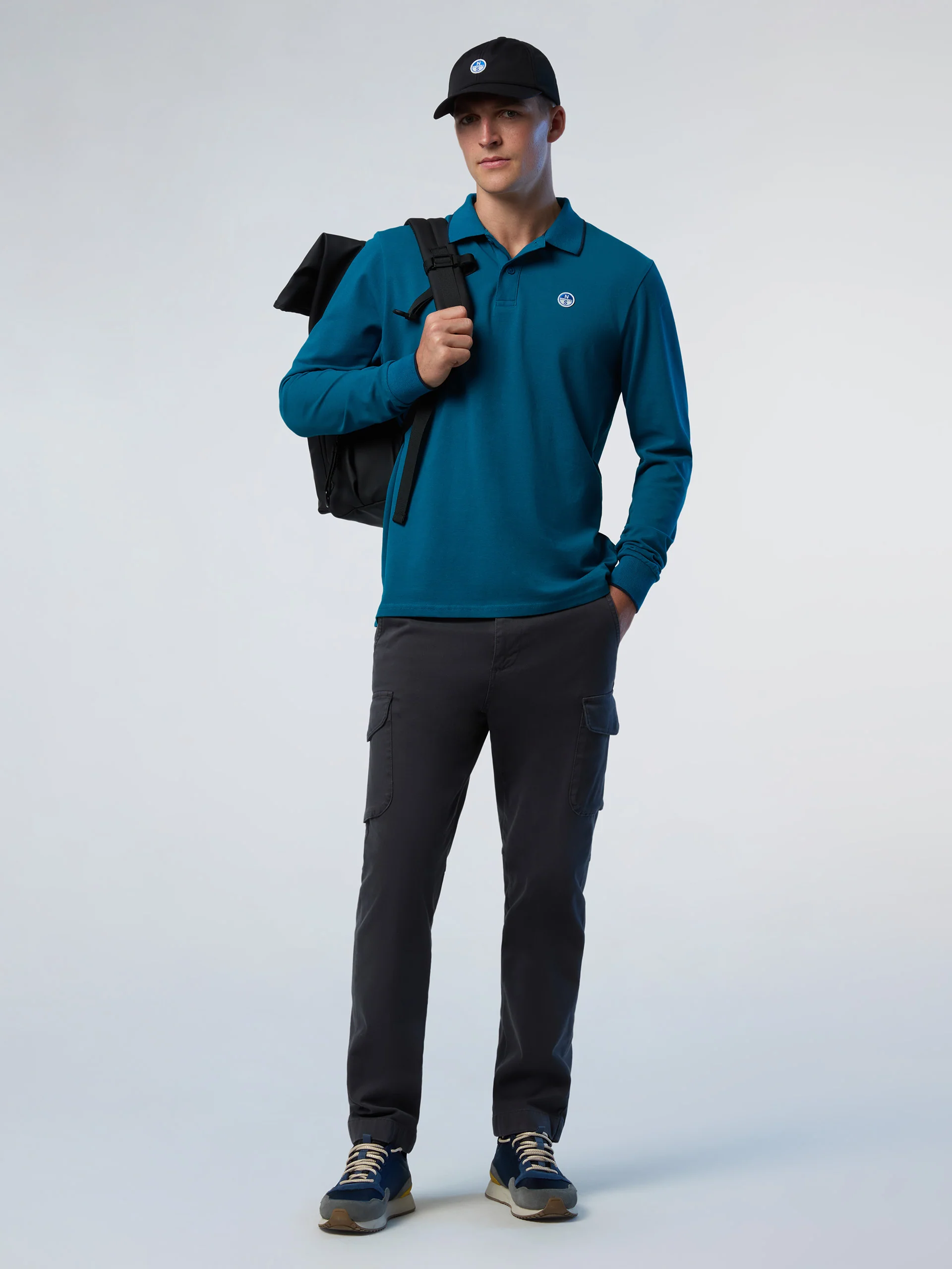 Long-sleeved polo shirt with logo collar - Image 21