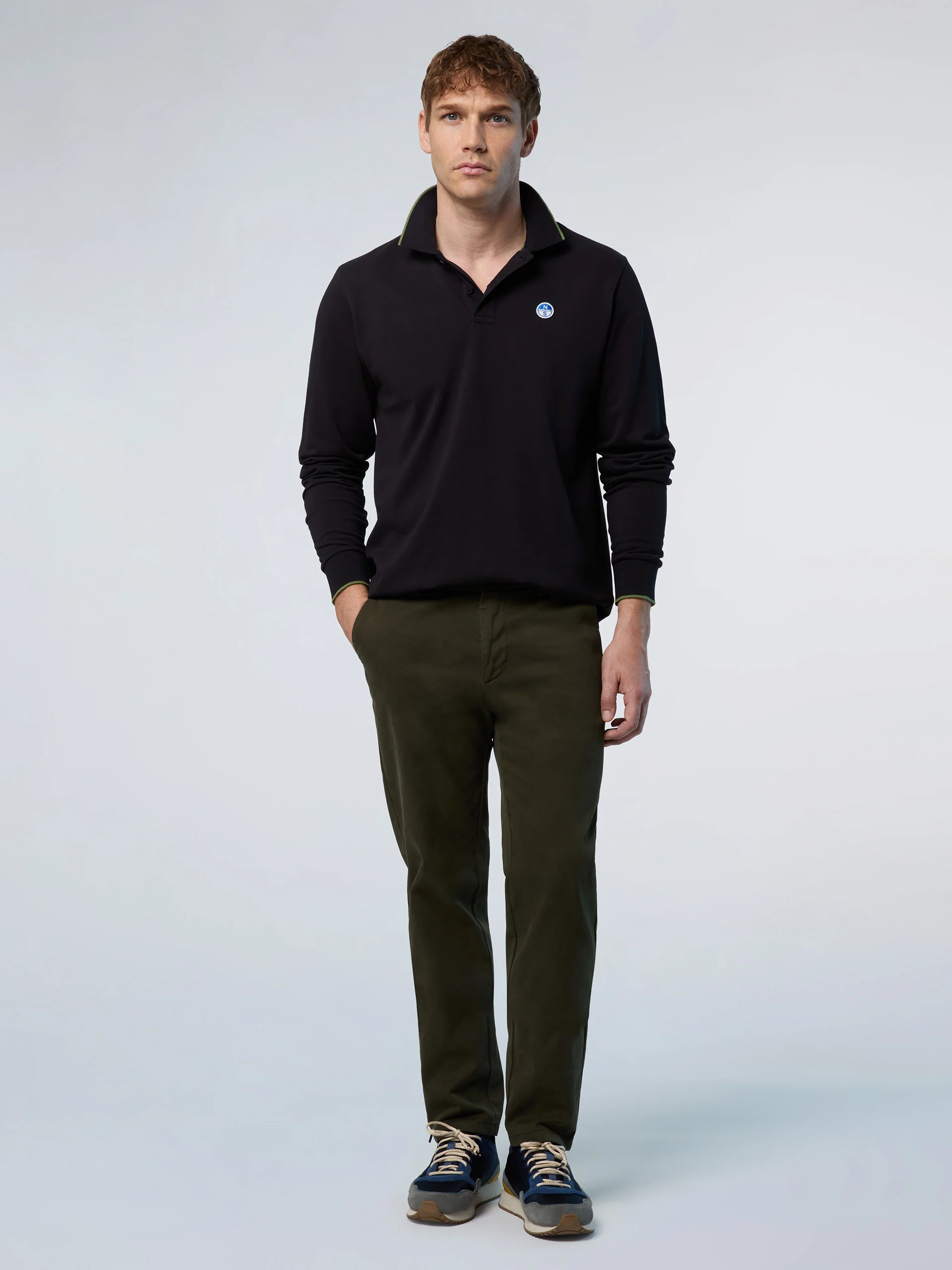 Long-sleeved polo shirt with logo collar - Image 54