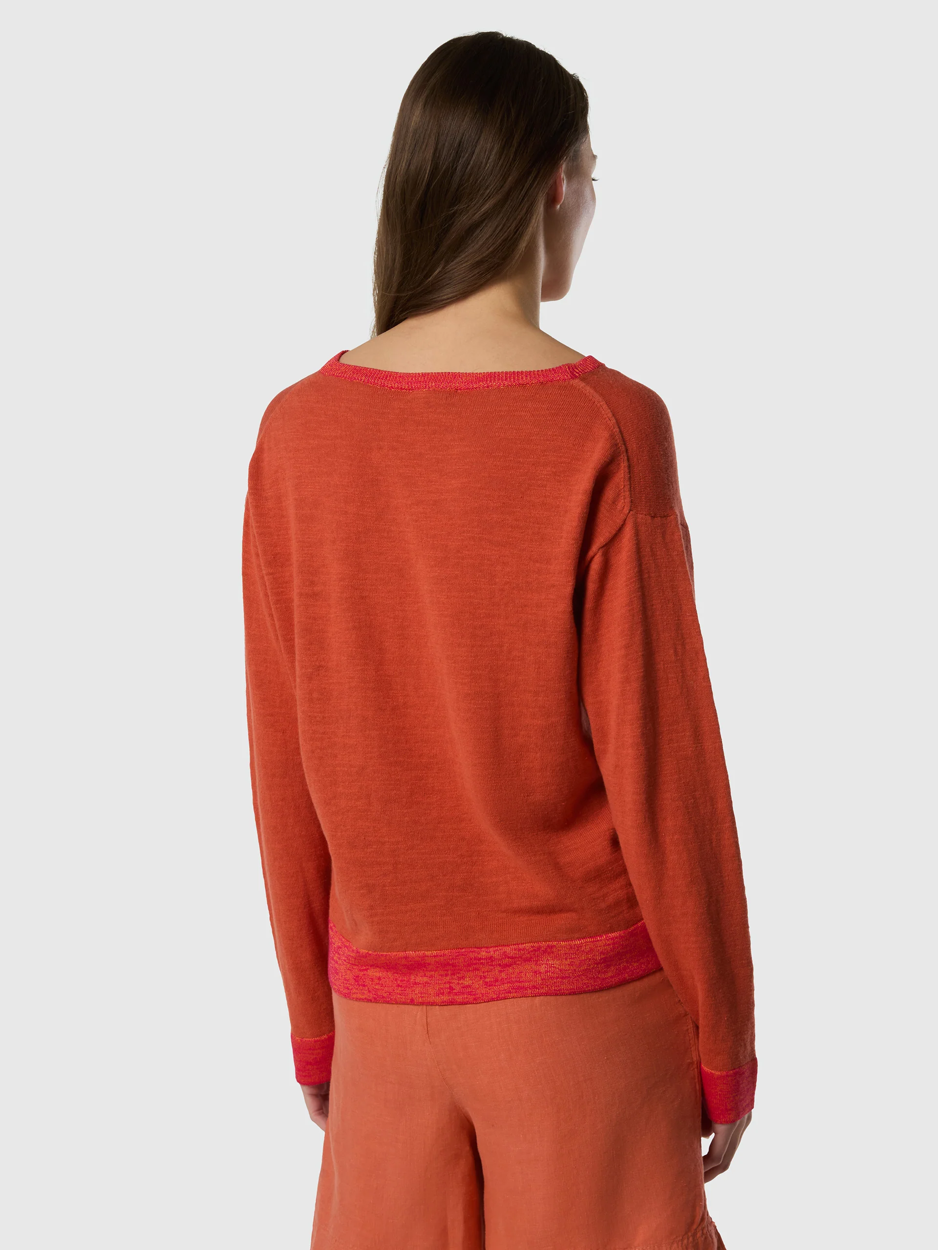 Boat-neck sweater with viscose trims - Image 10
