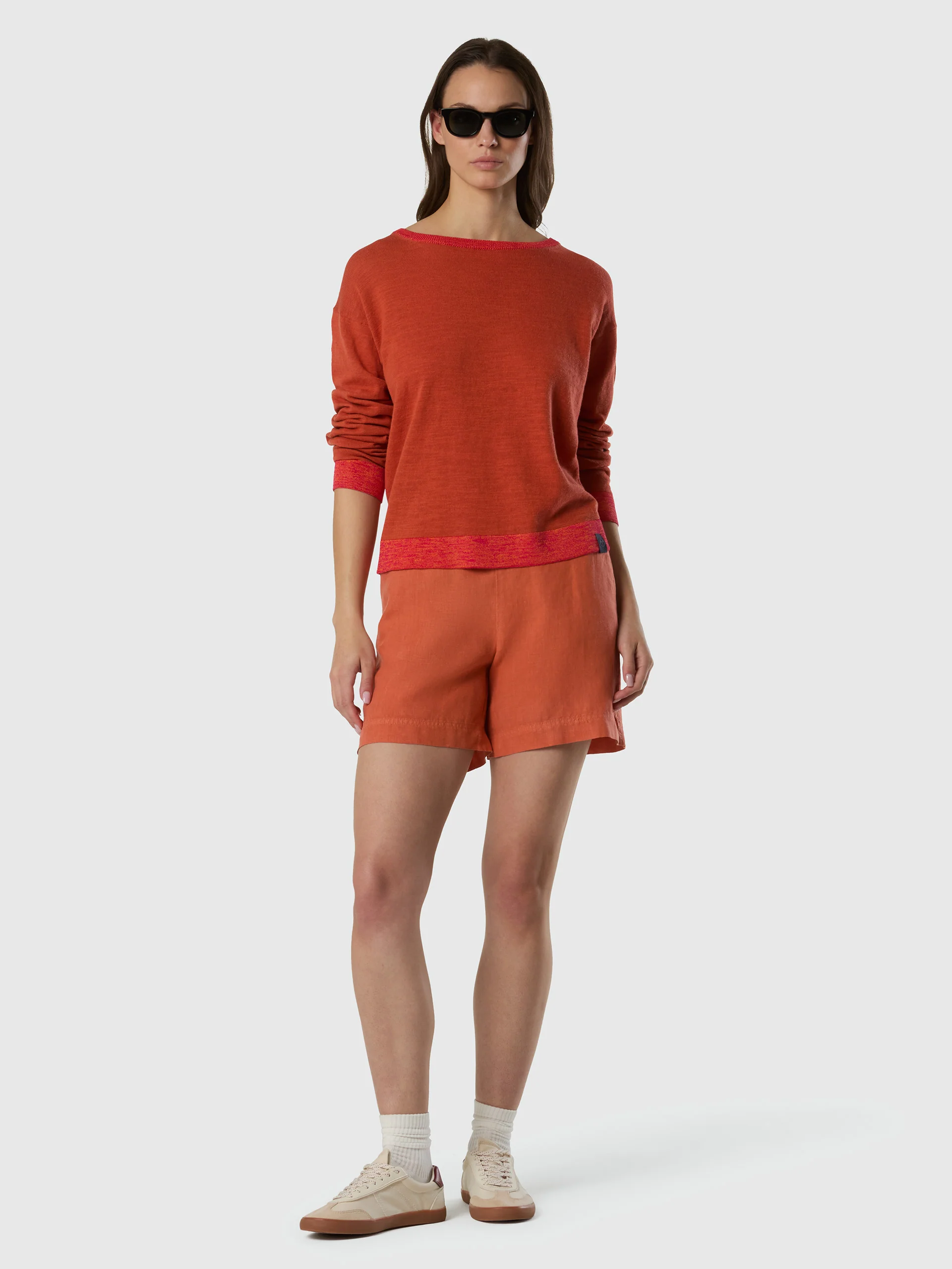 Boat-neck sweater with viscose trims - Image 11