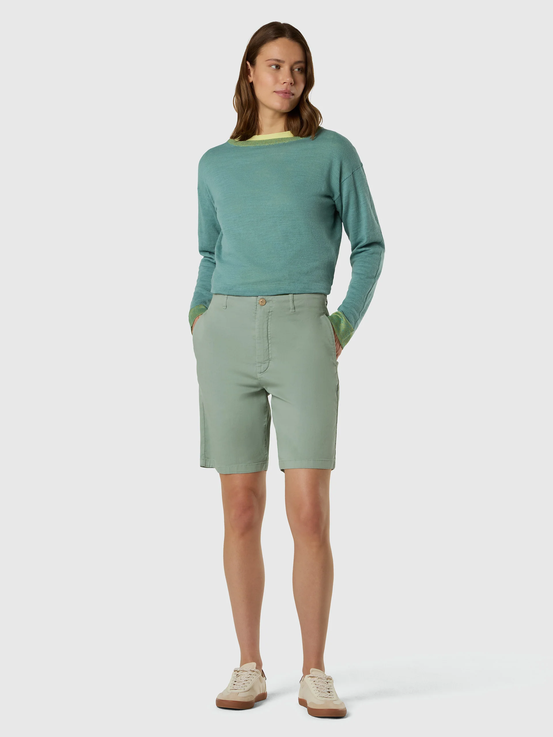 Boat-neck sweater with viscose trims - Image 5