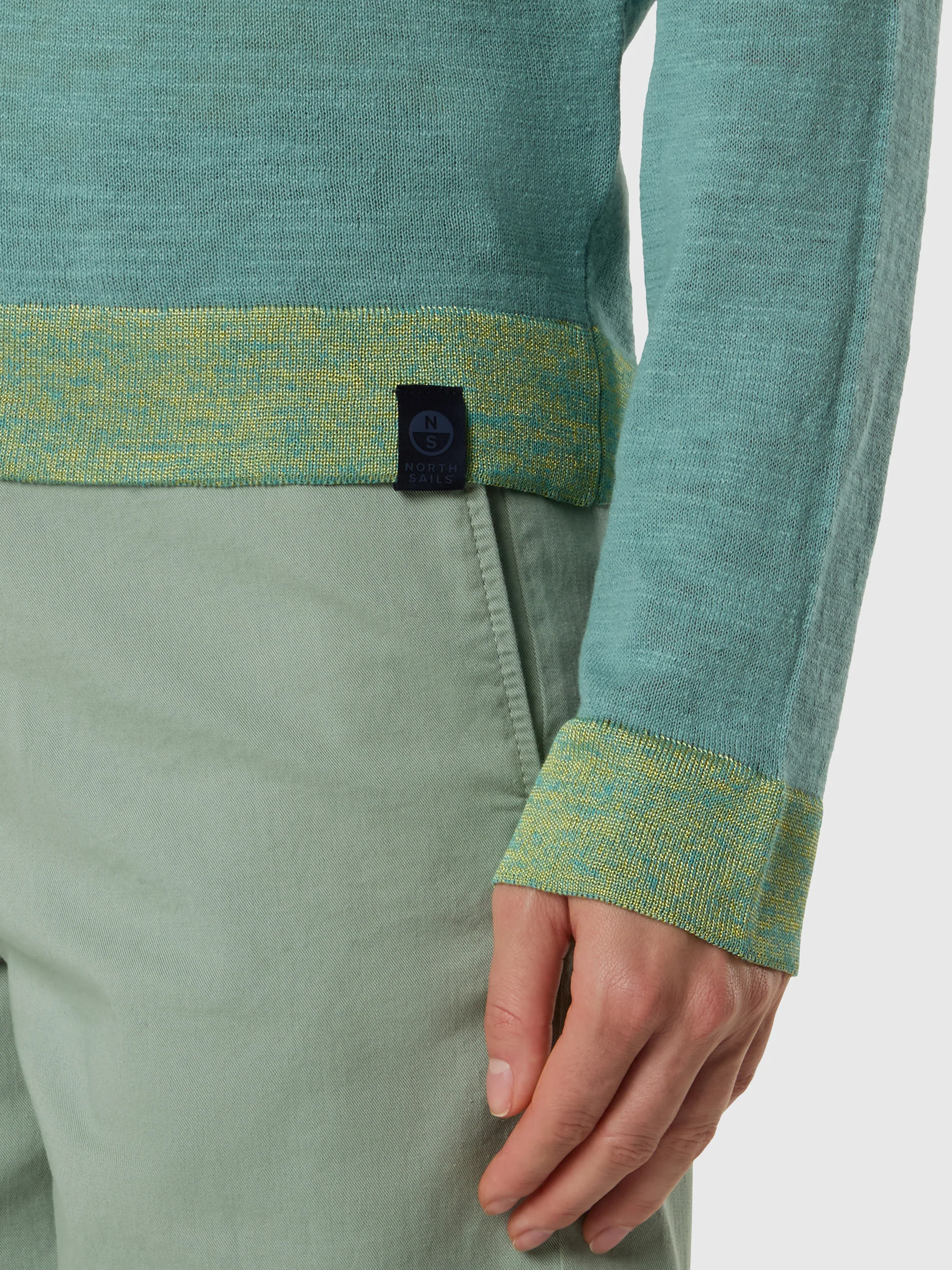 Boat-neck sweater with viscose trims - Image 6