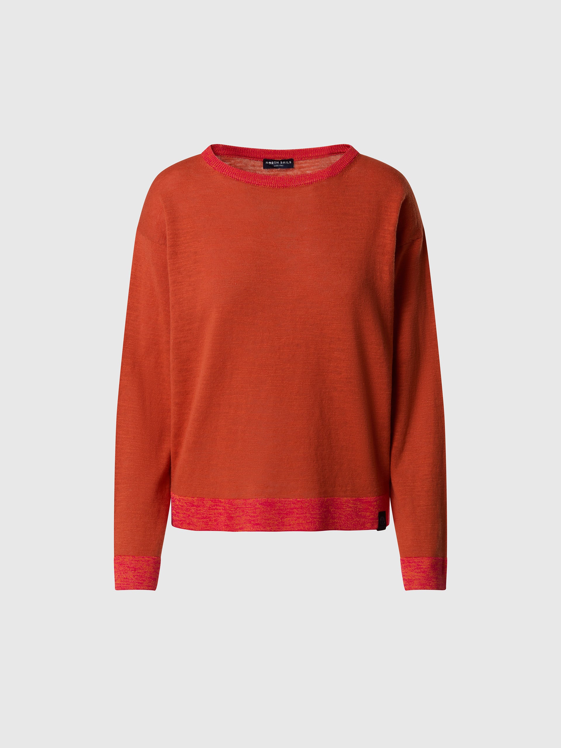 Boat-neck sweater with viscose trims - Image 9