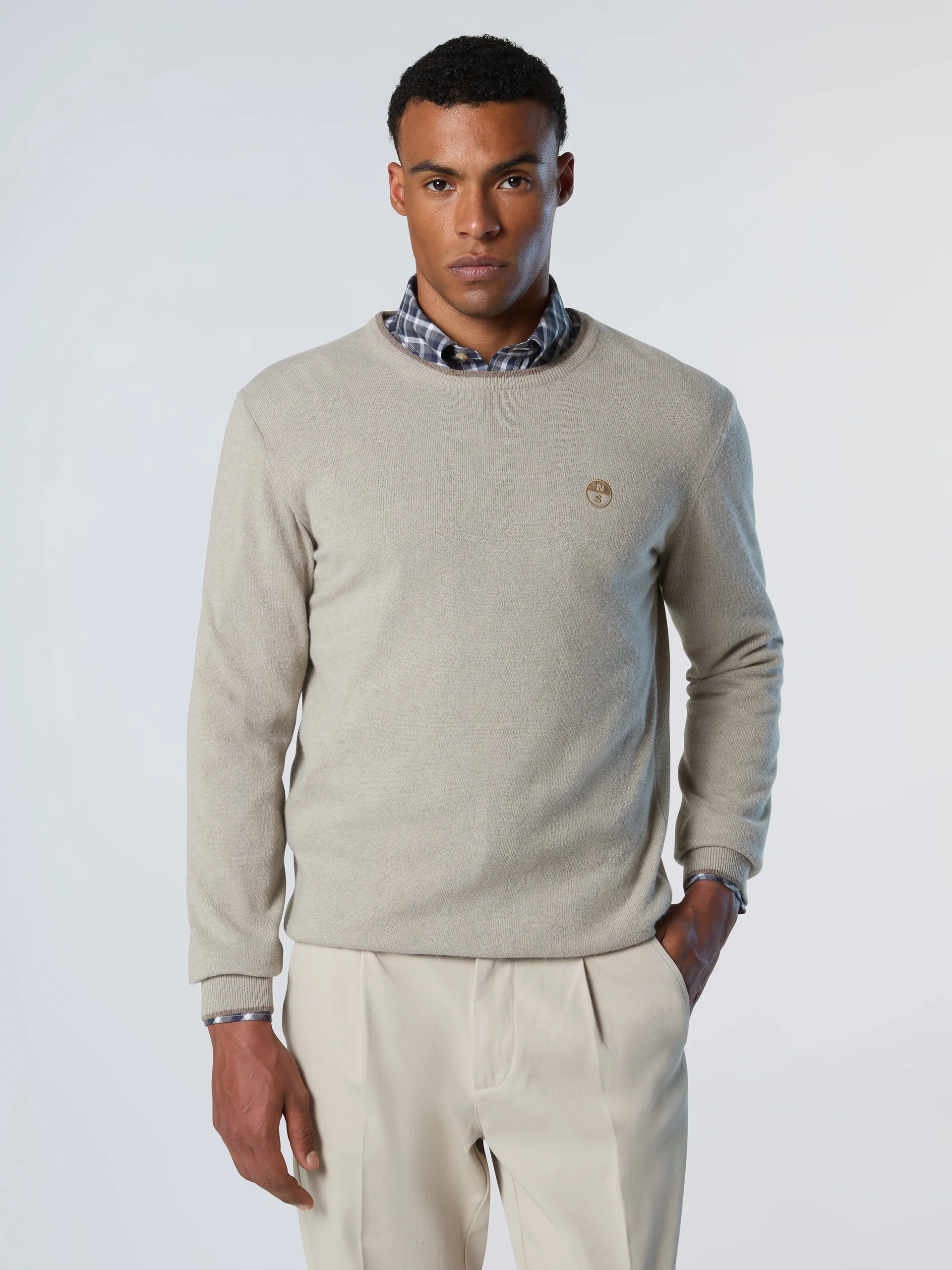 Crew-neck sweater with embroidered logo