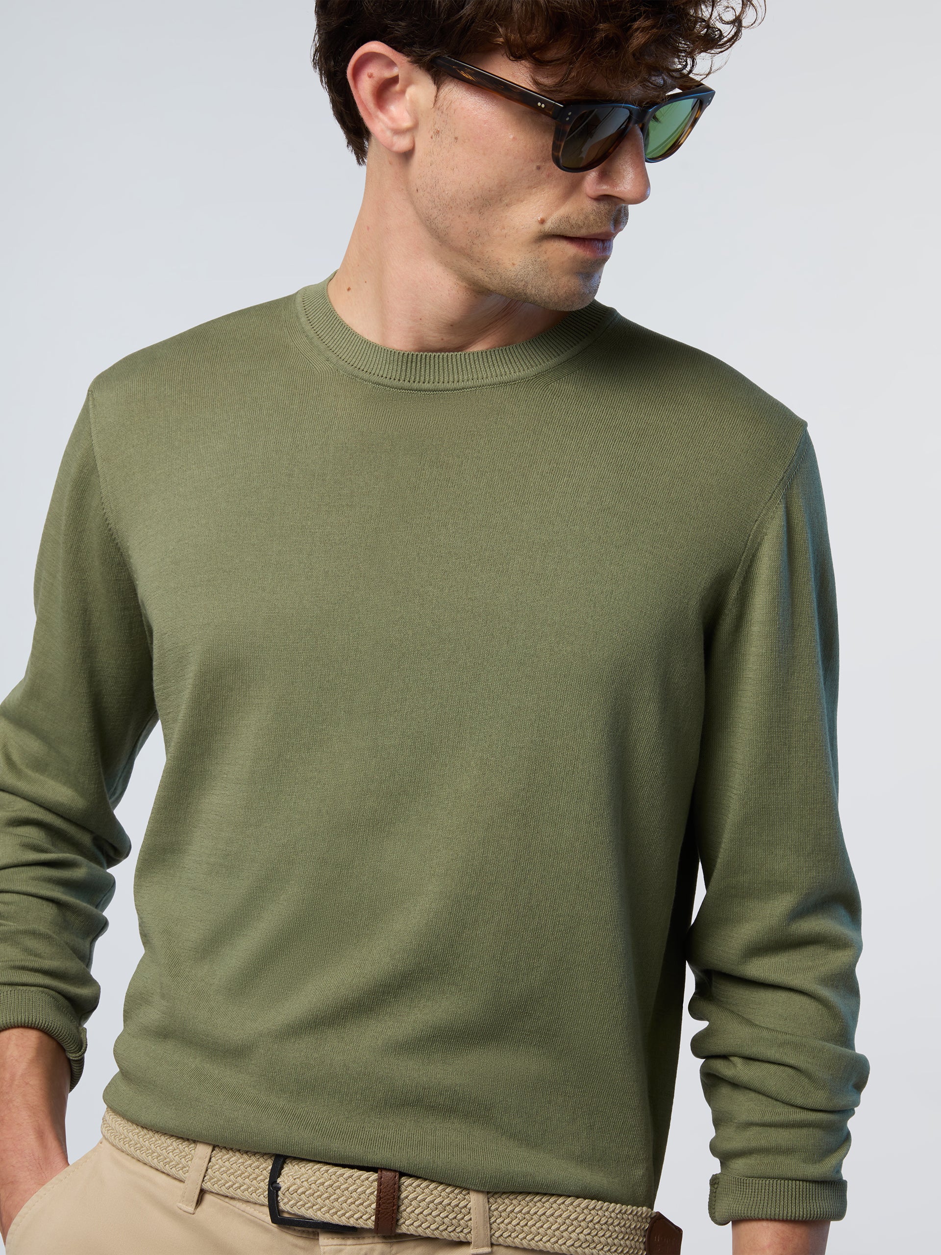 Crew-neck sweater with logo label - Image 2