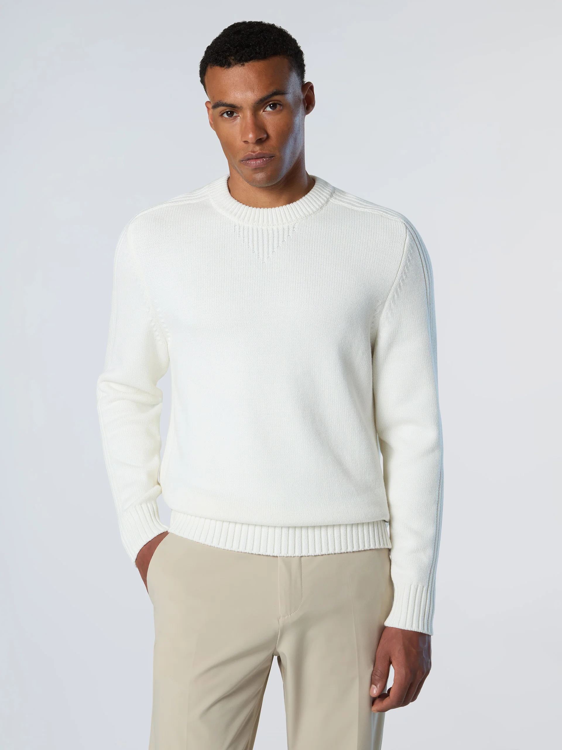 Crew-neck sweater with ribbing