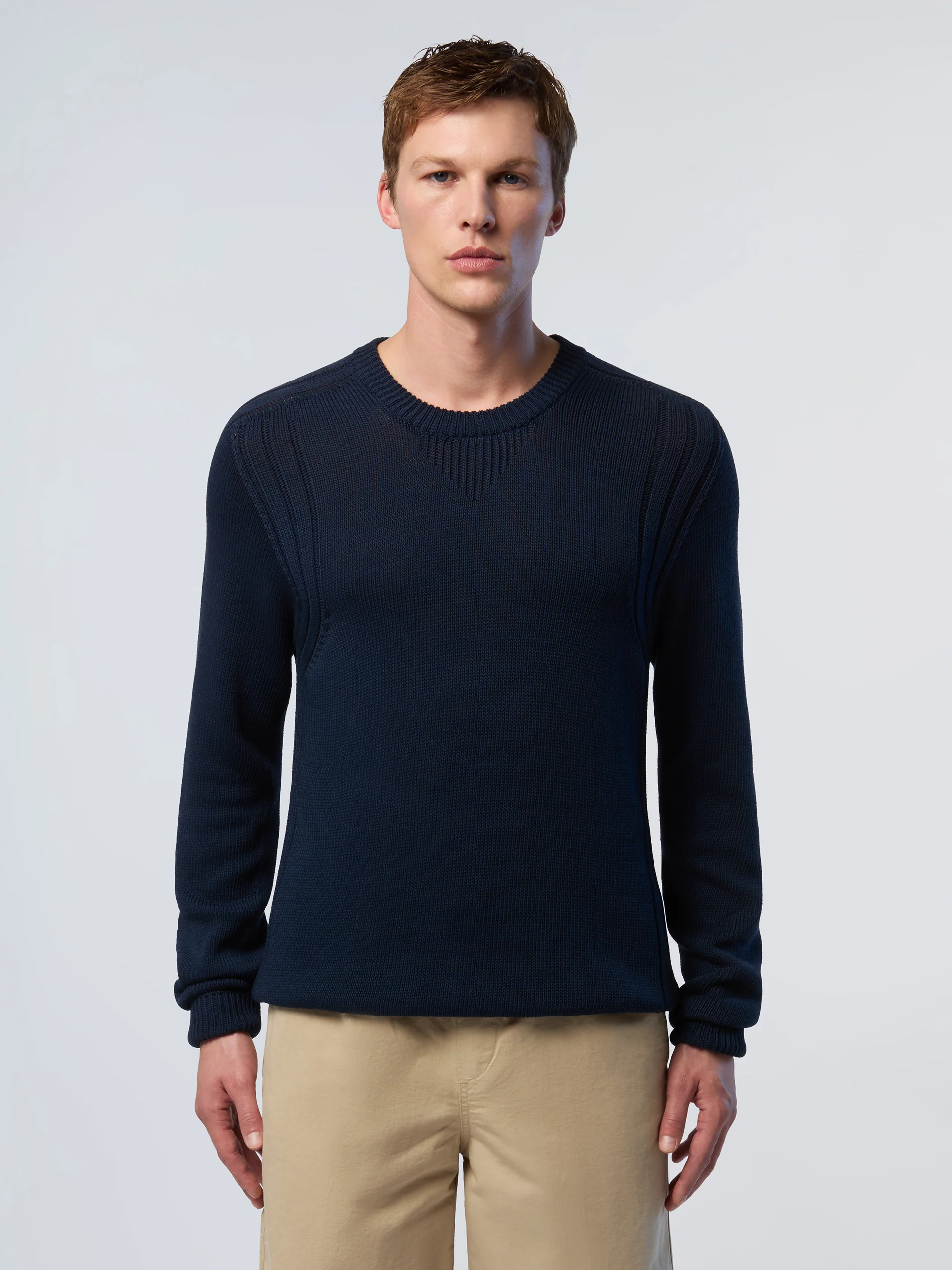 Fully fashioned crew-neck sweater