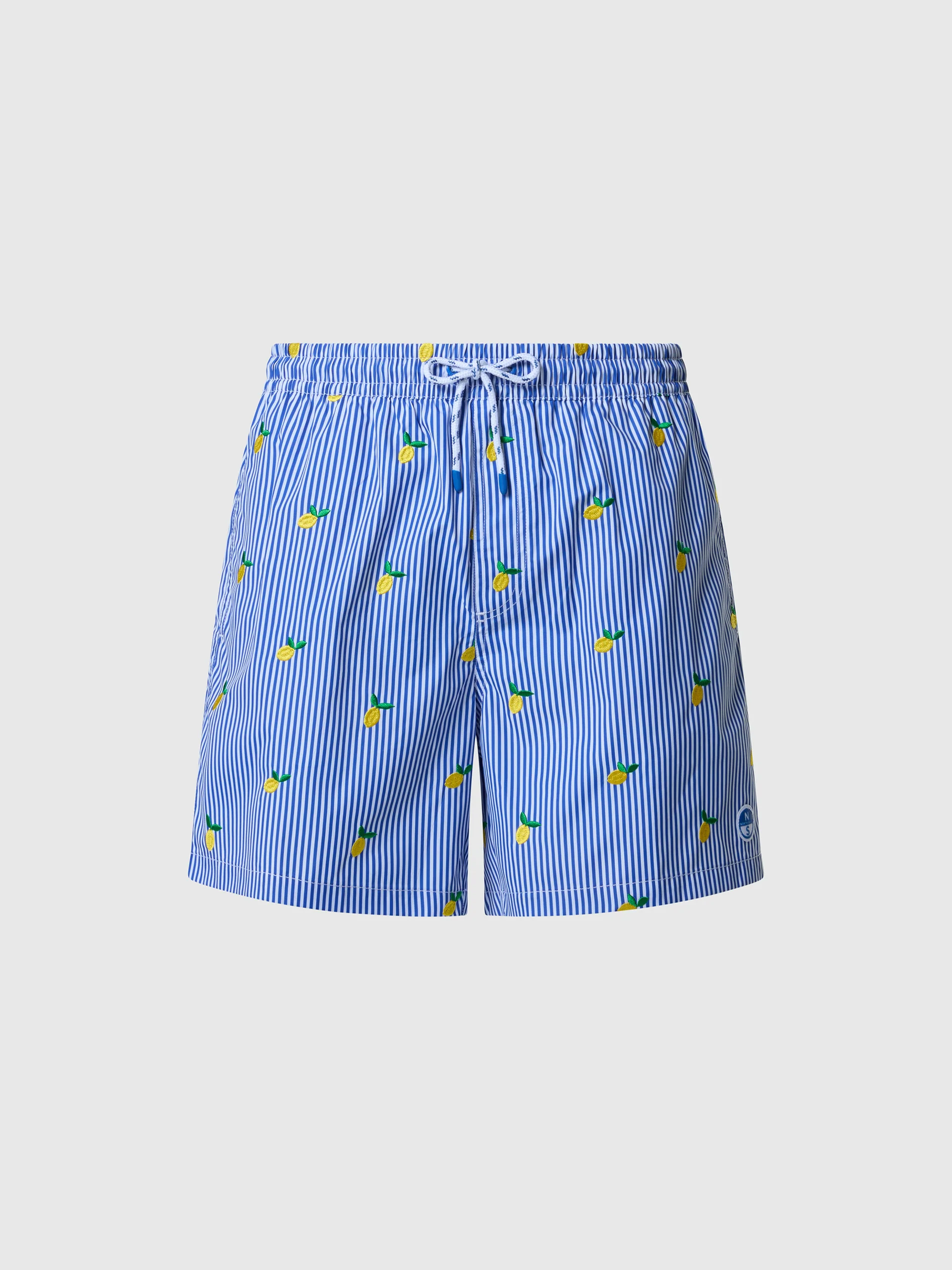 Embroidered pinstripe swim shorts - Image 10