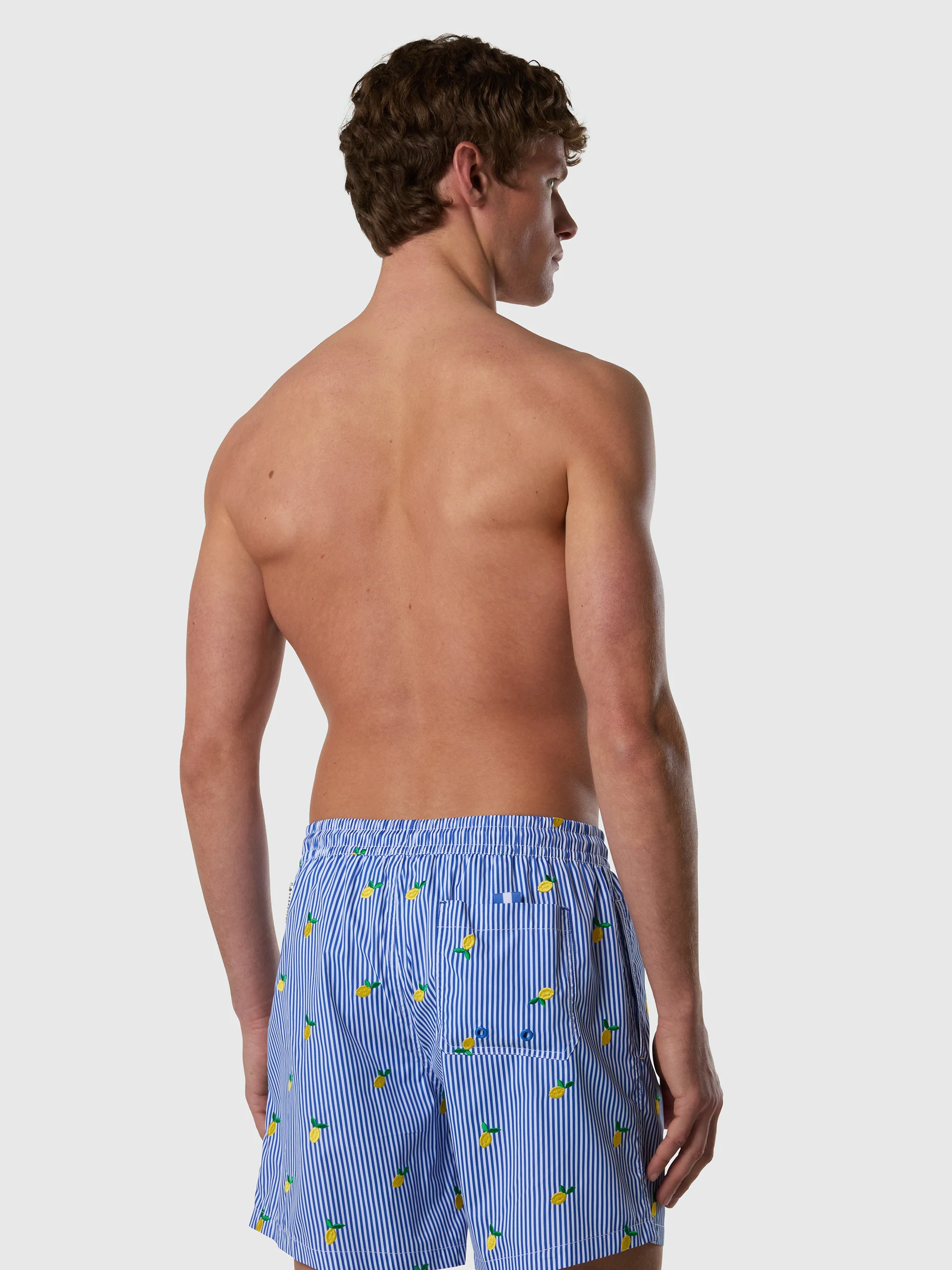 Embroidered pinstripe swim shorts - Image 11