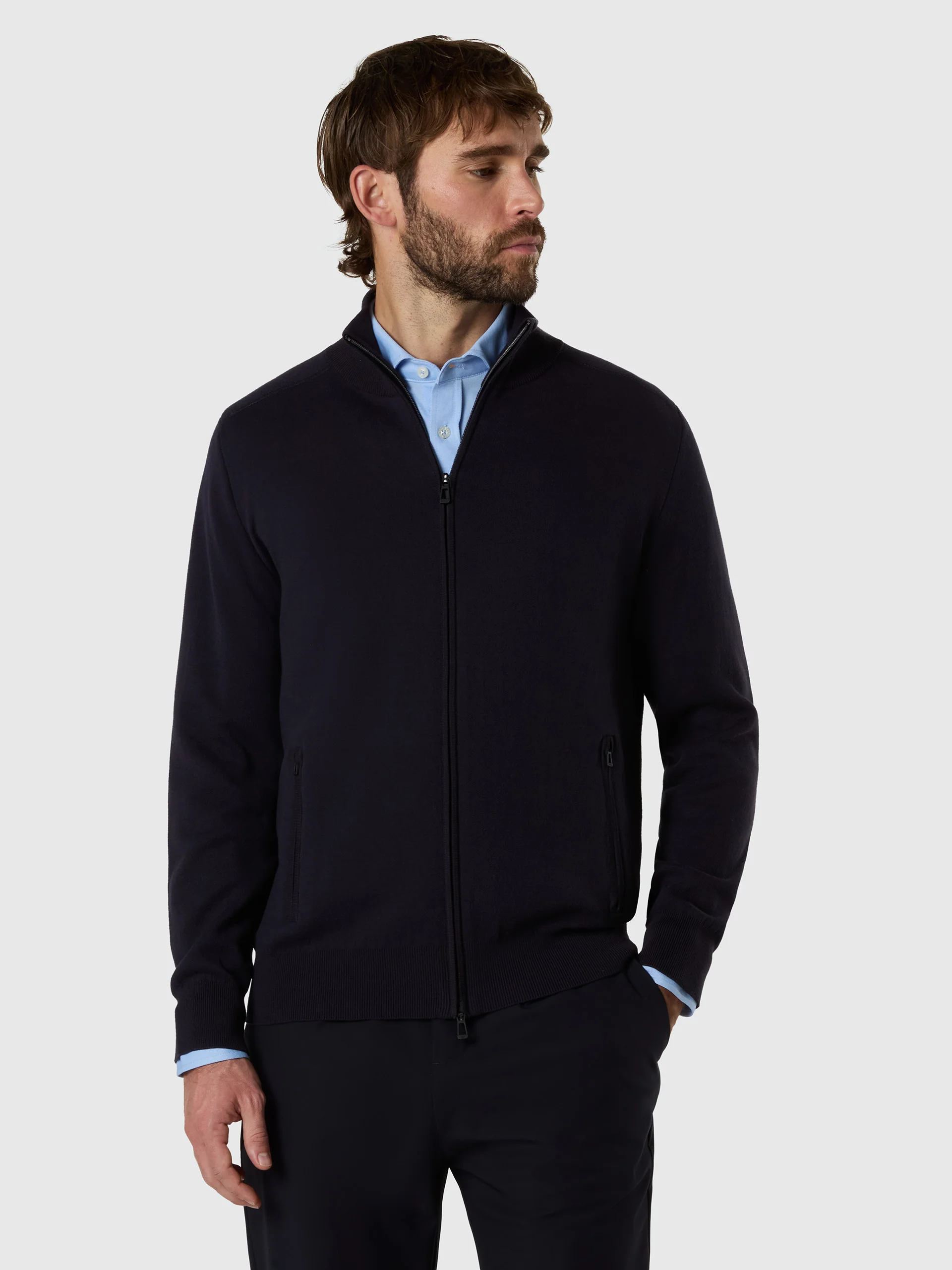 Bonded full-zip sweater