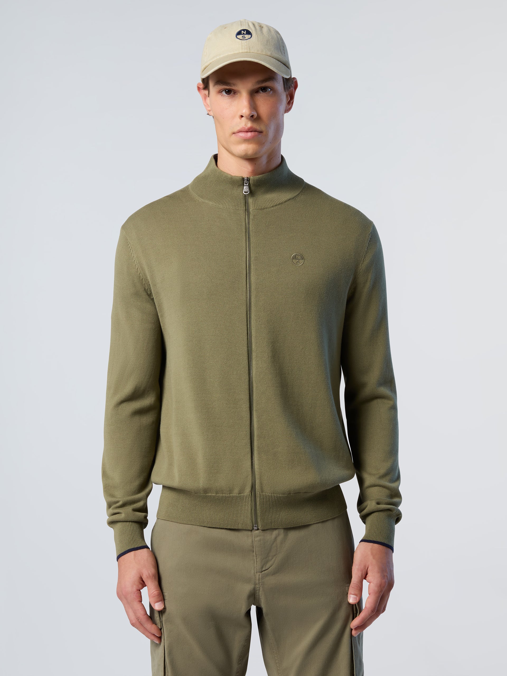 Full-zip sweater with embroidered logo