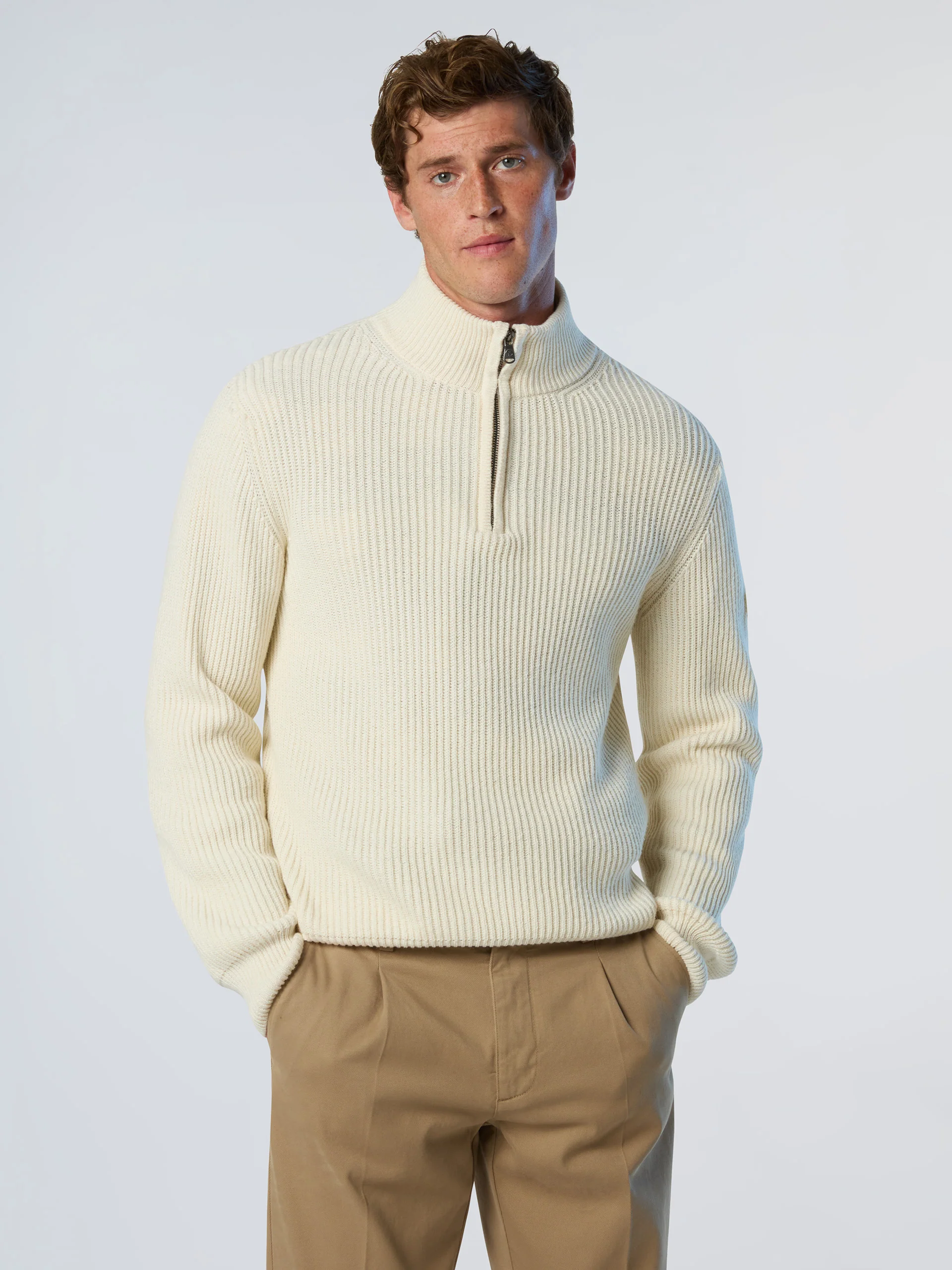Fisherman's rib half-zip sweater
