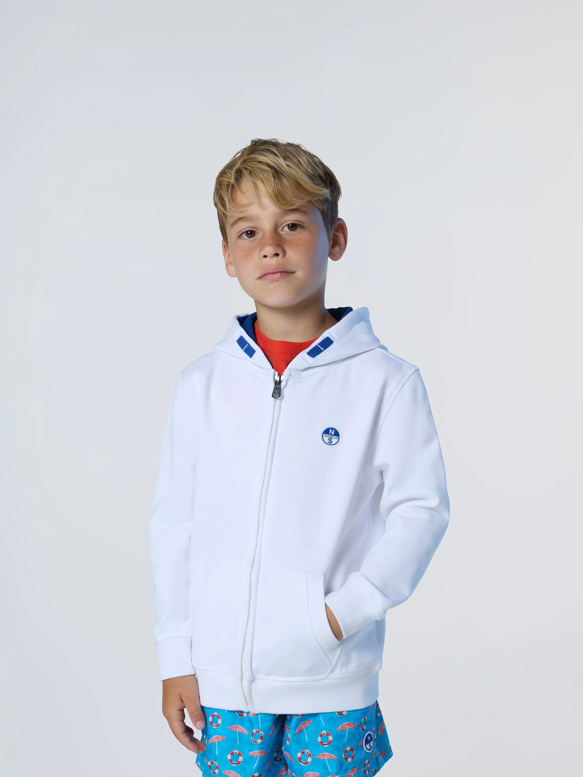 Full-zip hoodie with logo patch