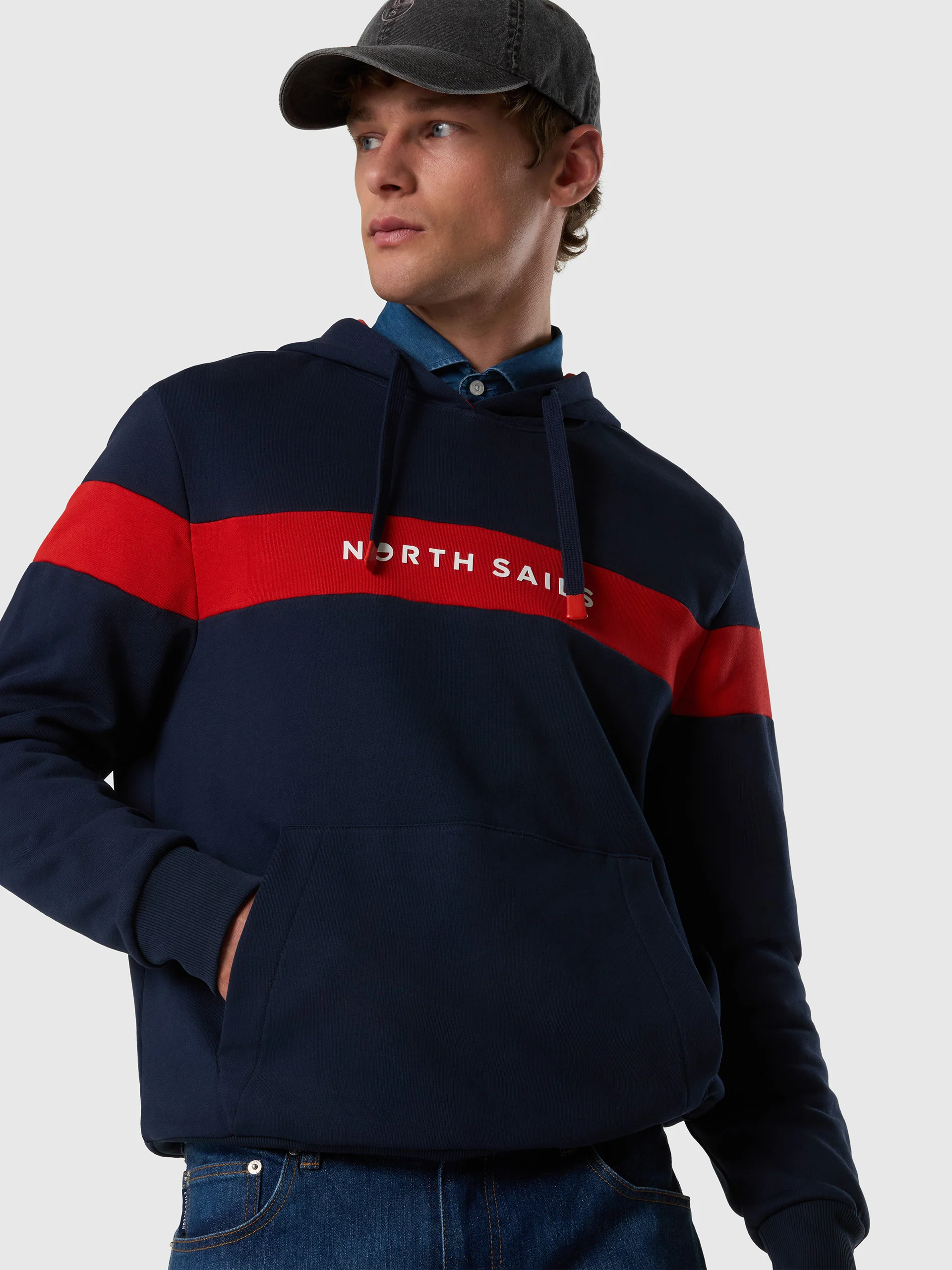 Hoodie with color-block stripe - Image 9