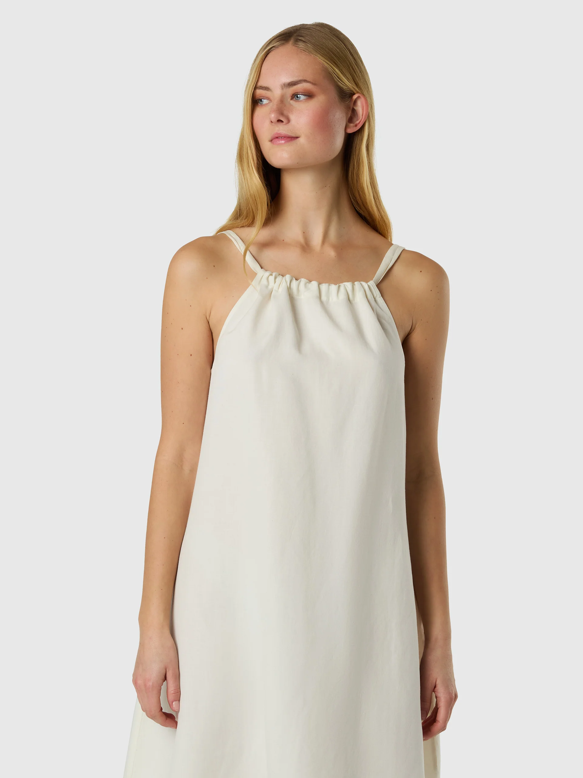 Gathered drawstring neckline dress