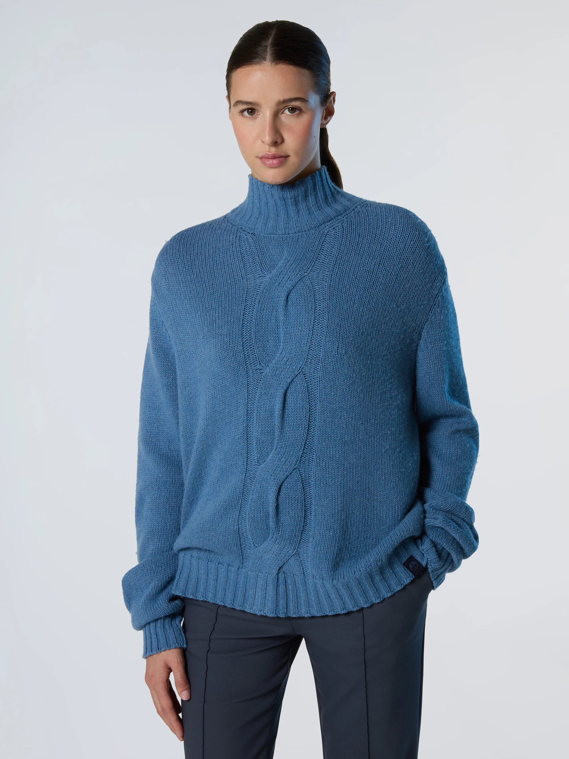 Mock-neck sweater with maxi cable - Image 11