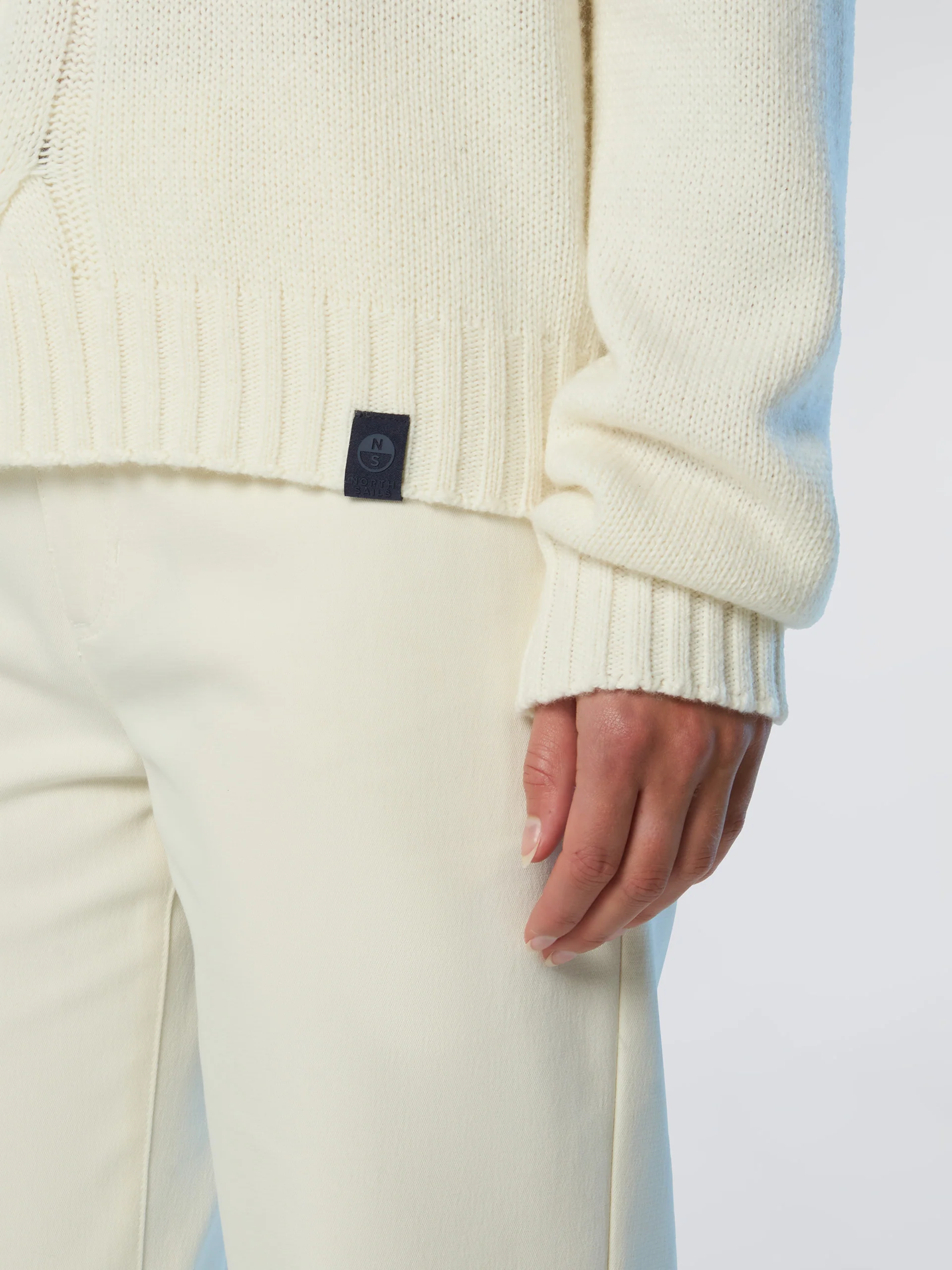 Mock-neck sweater with maxi cable - Image 6