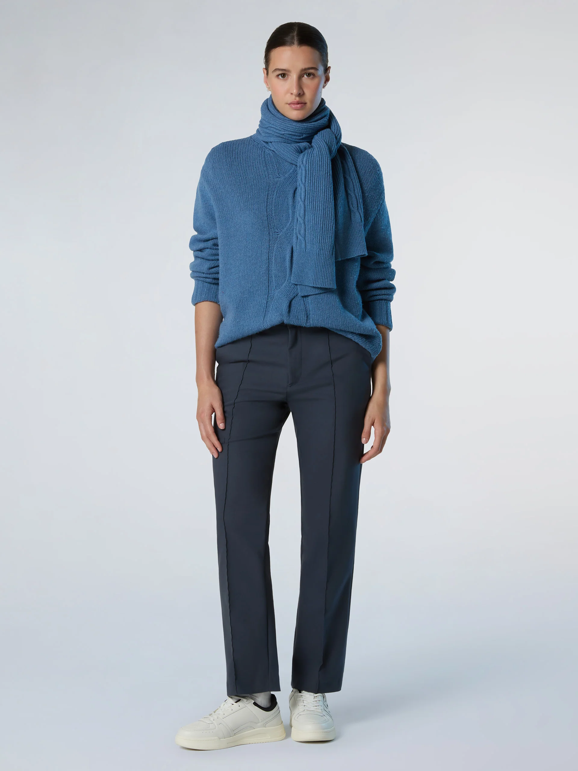 Mock-neck sweater with maxi cable - Image 8