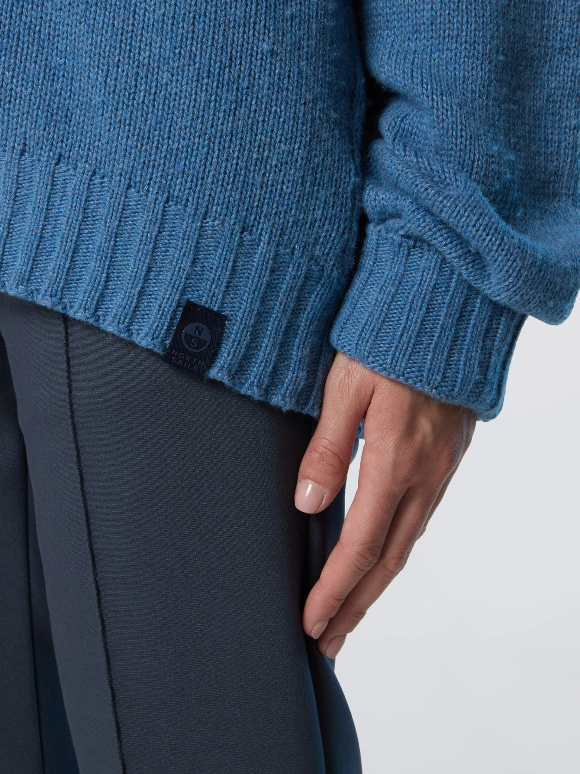 Mock-neck sweater with maxi cable - Image 9