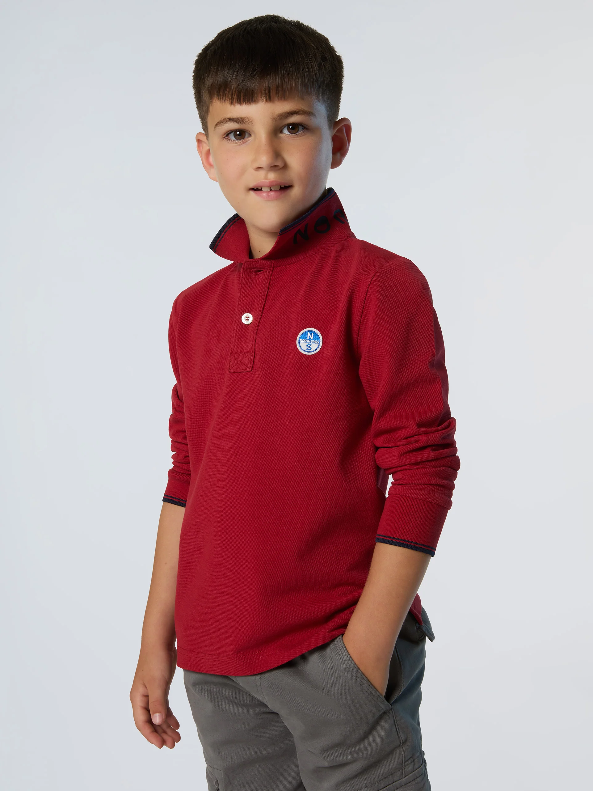 Long-sleeved polo shirt with collar lettering - Image 9