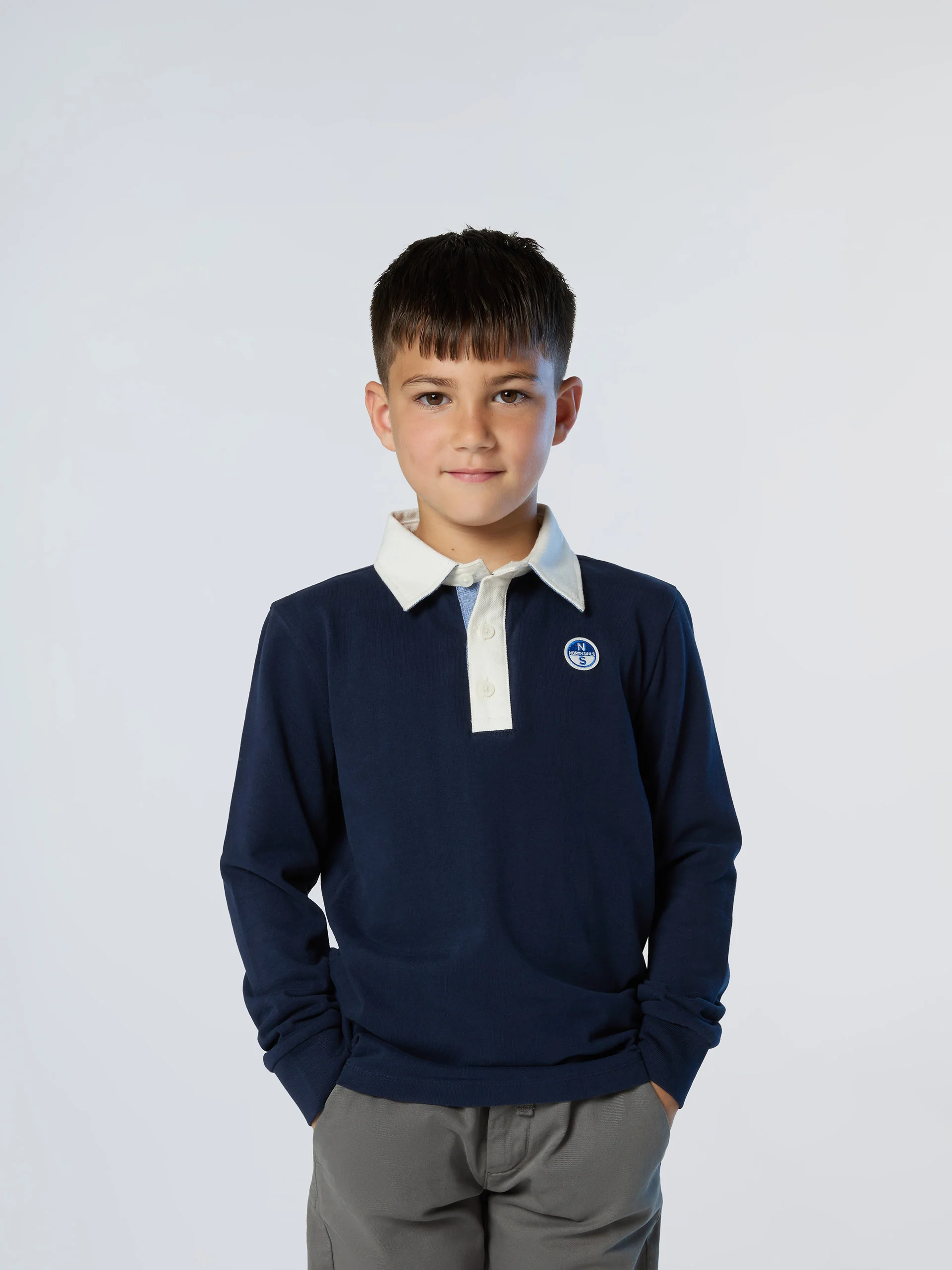 Long-sleeved polo shirt with logo patch - Image 11