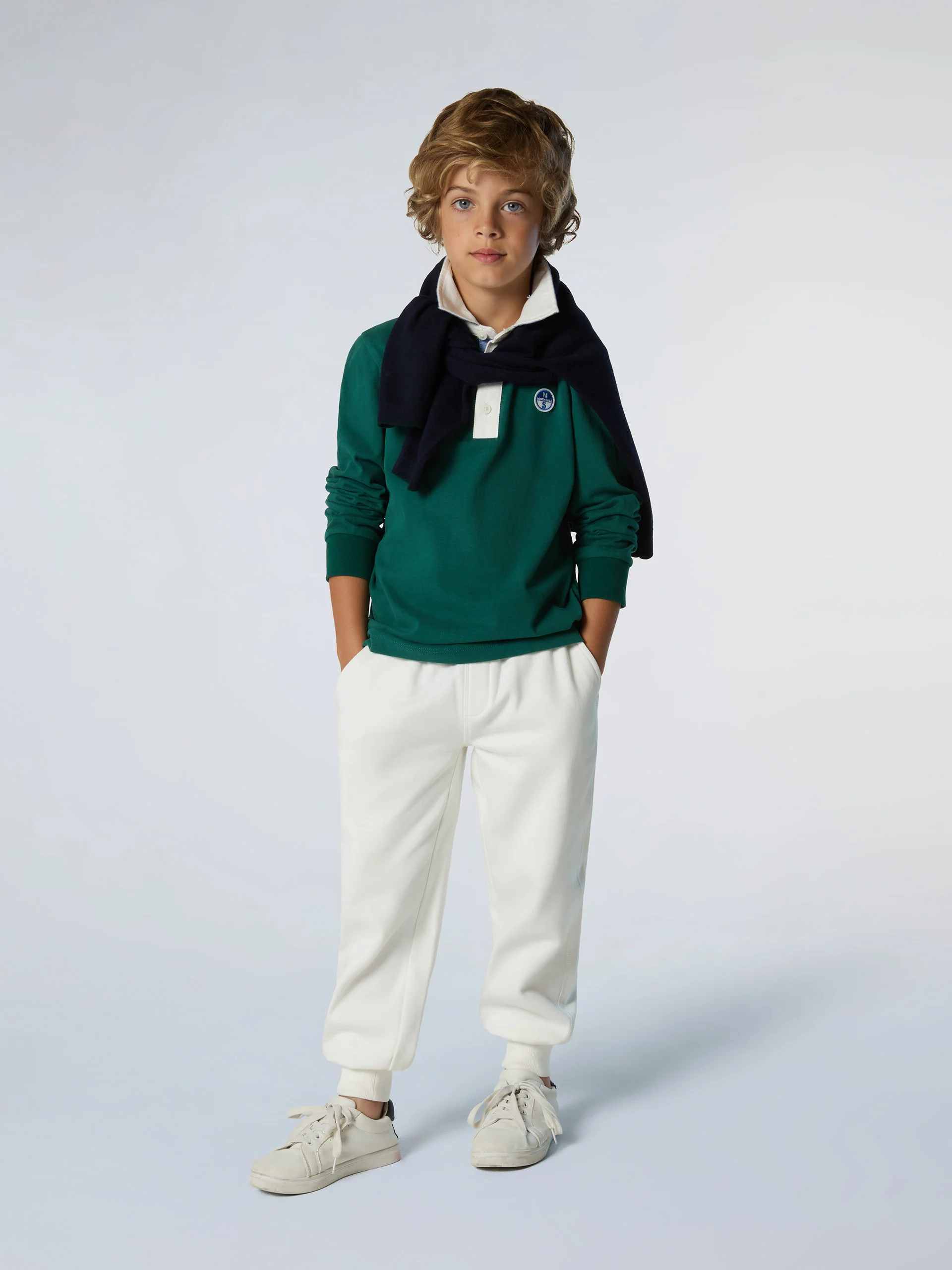 Long-sleeved polo shirt with logo patch - Image 5