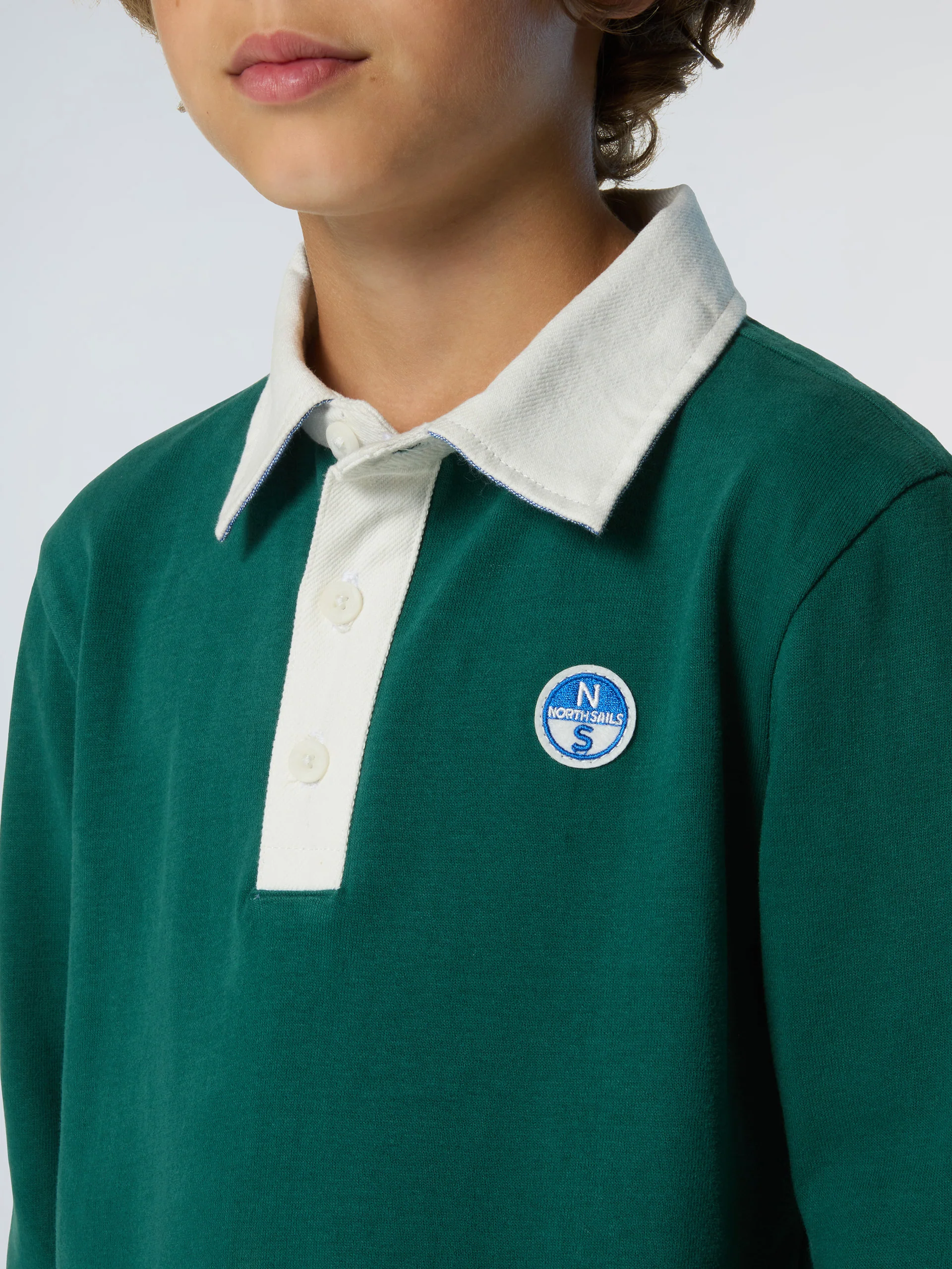 Long-sleeved polo shirt with logo patch - Image 6