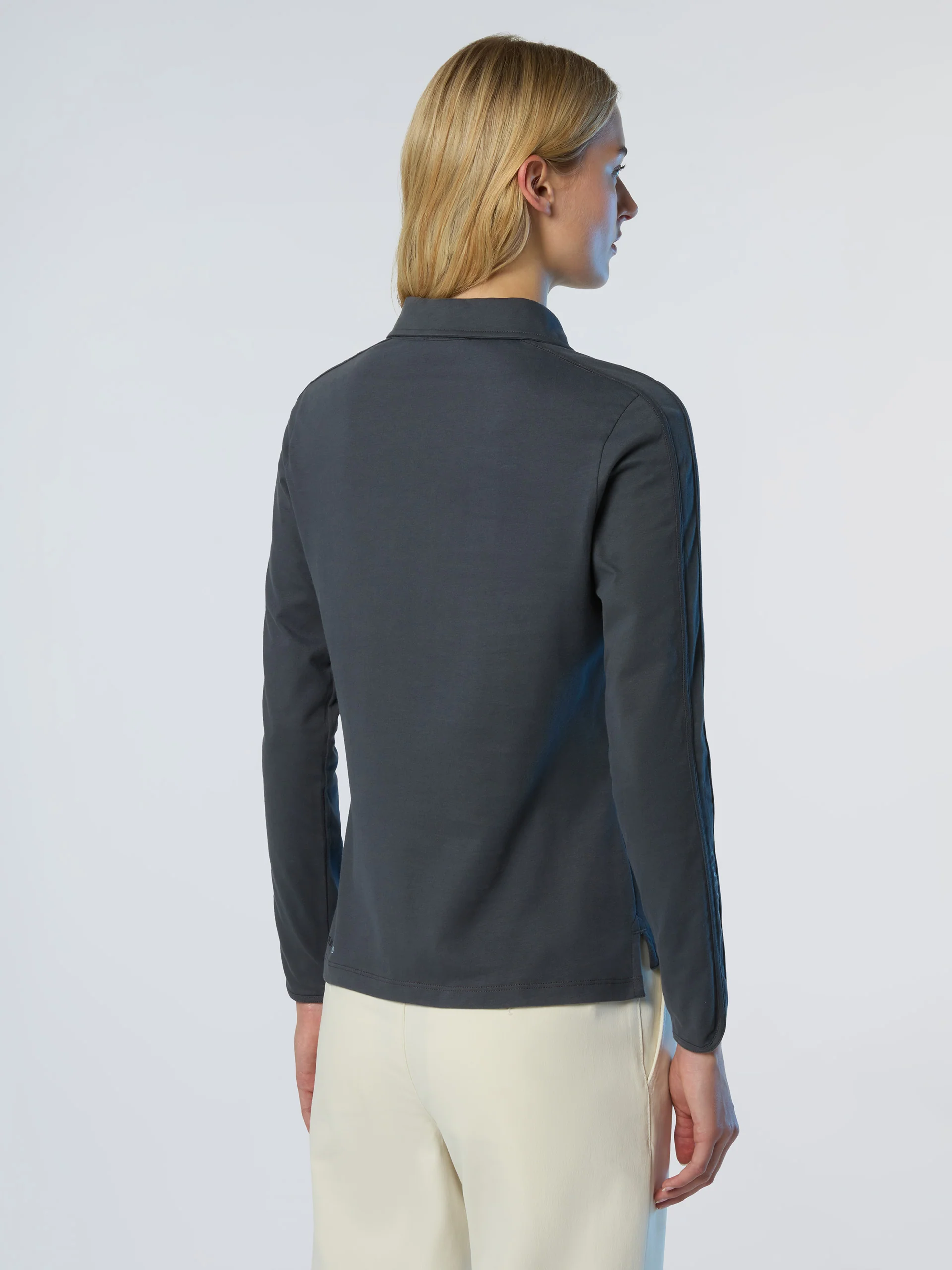 Long-sleeved peachskin polo shirt - Image 12