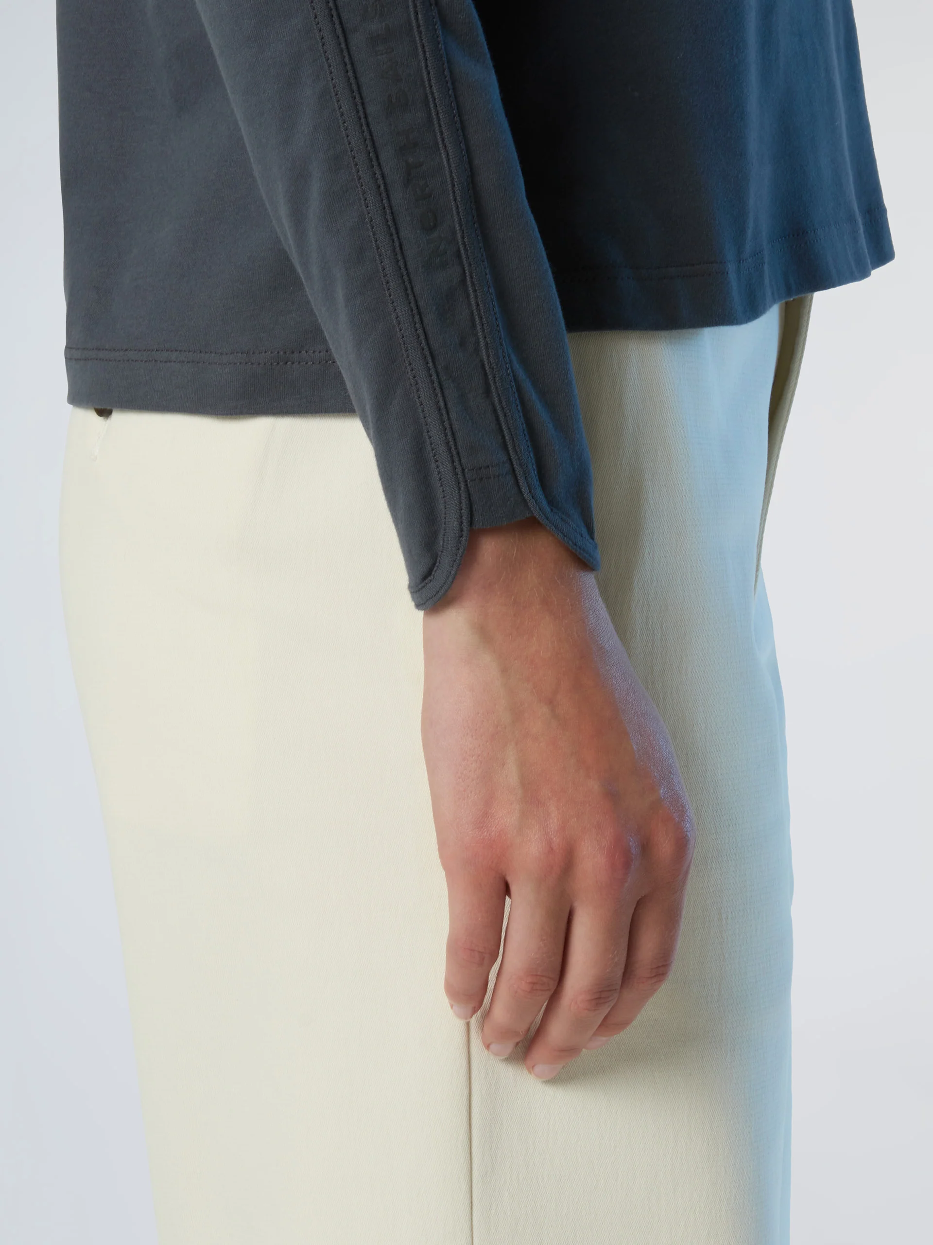 Long-sleeved peachskin polo shirt - Image 15