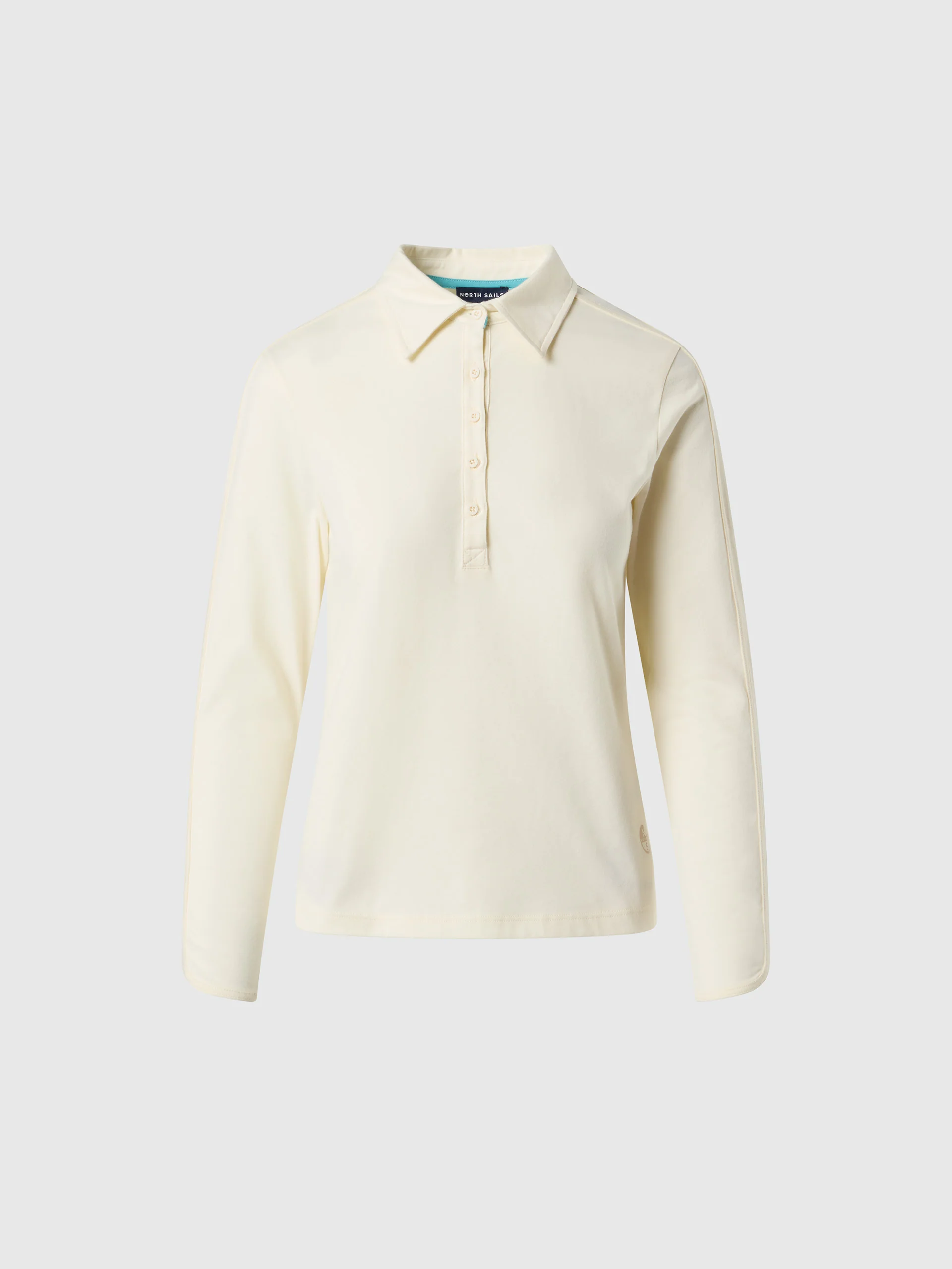 Long-sleeved peachskin polo shirt - Image 3