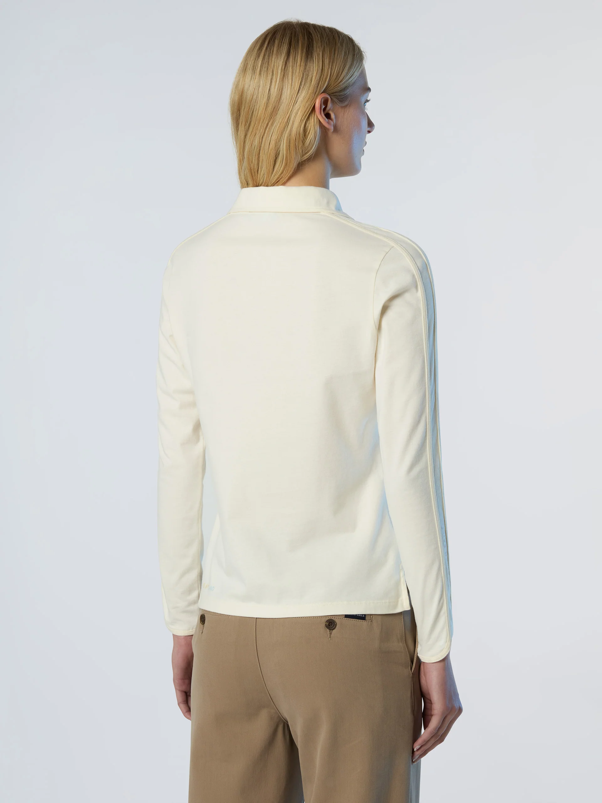 Long-sleeved peachskin polo shirt - Image 4