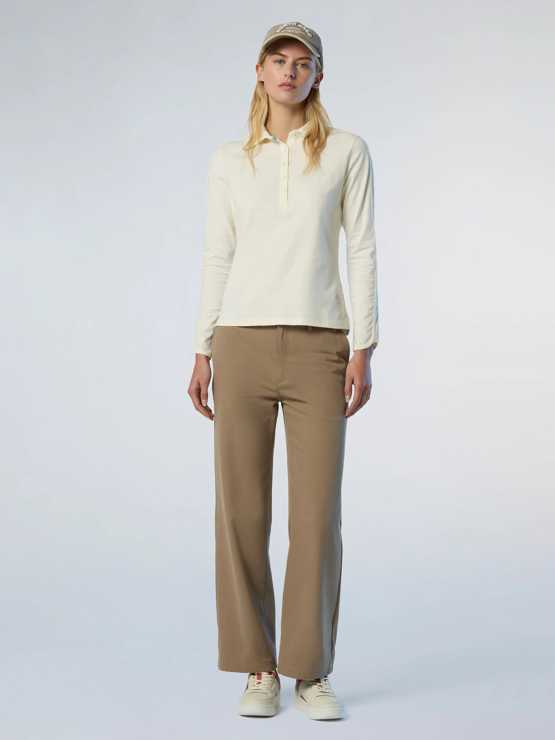 Long-sleeved peachskin polo shirt - Image 5