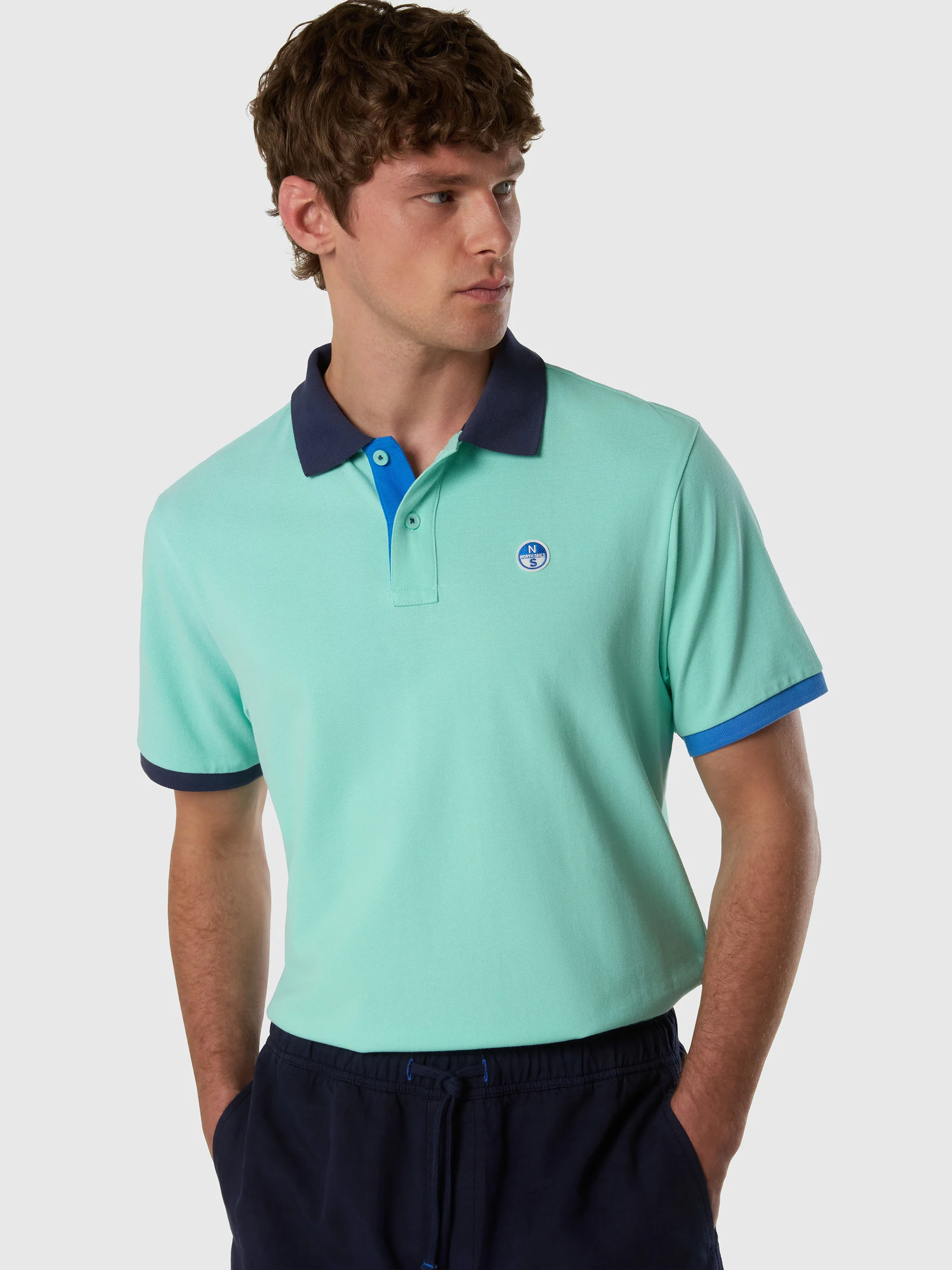 Polo shirt with mismatch cuffs - Image 9