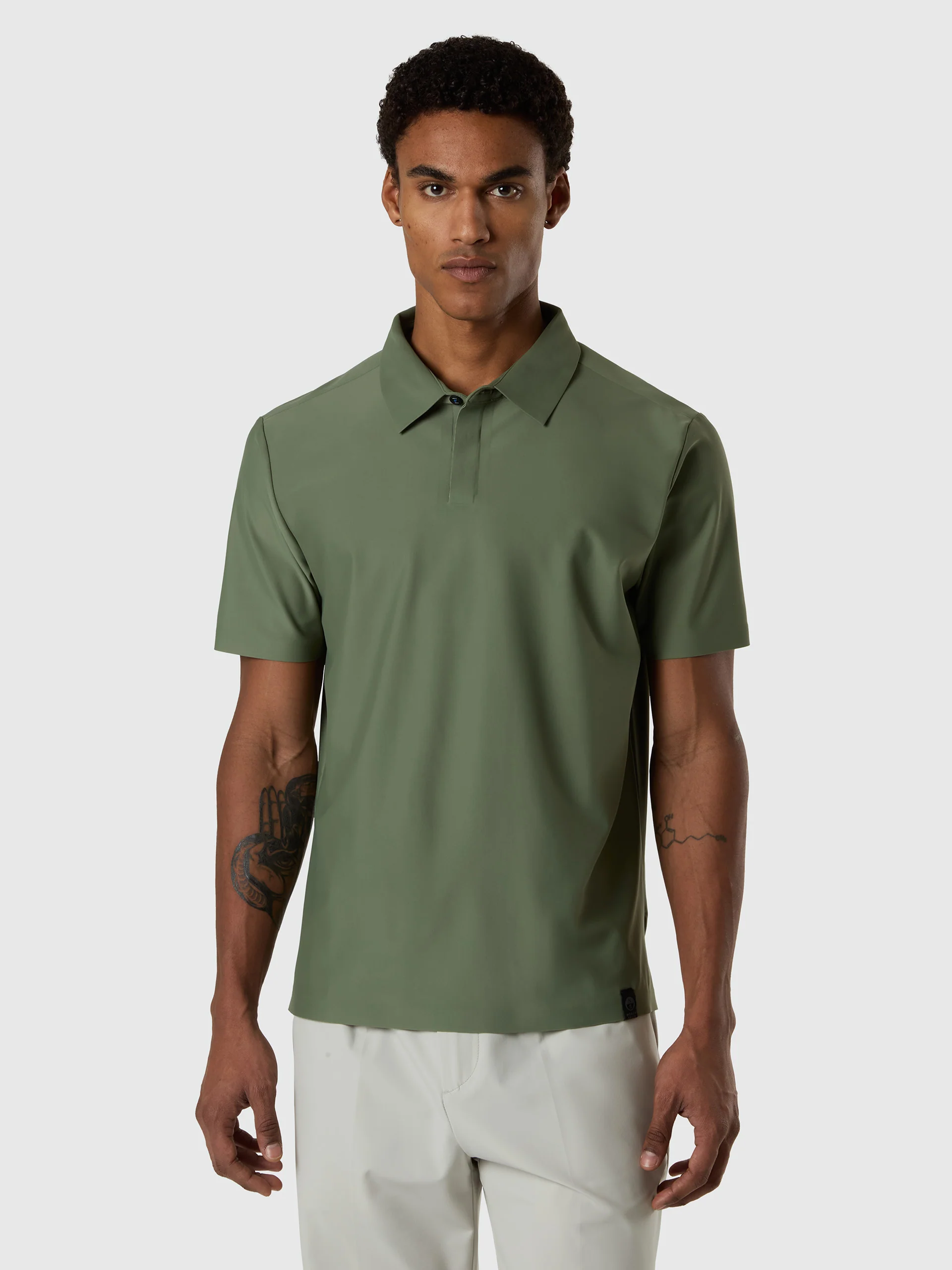Stretch nylon polo shirt