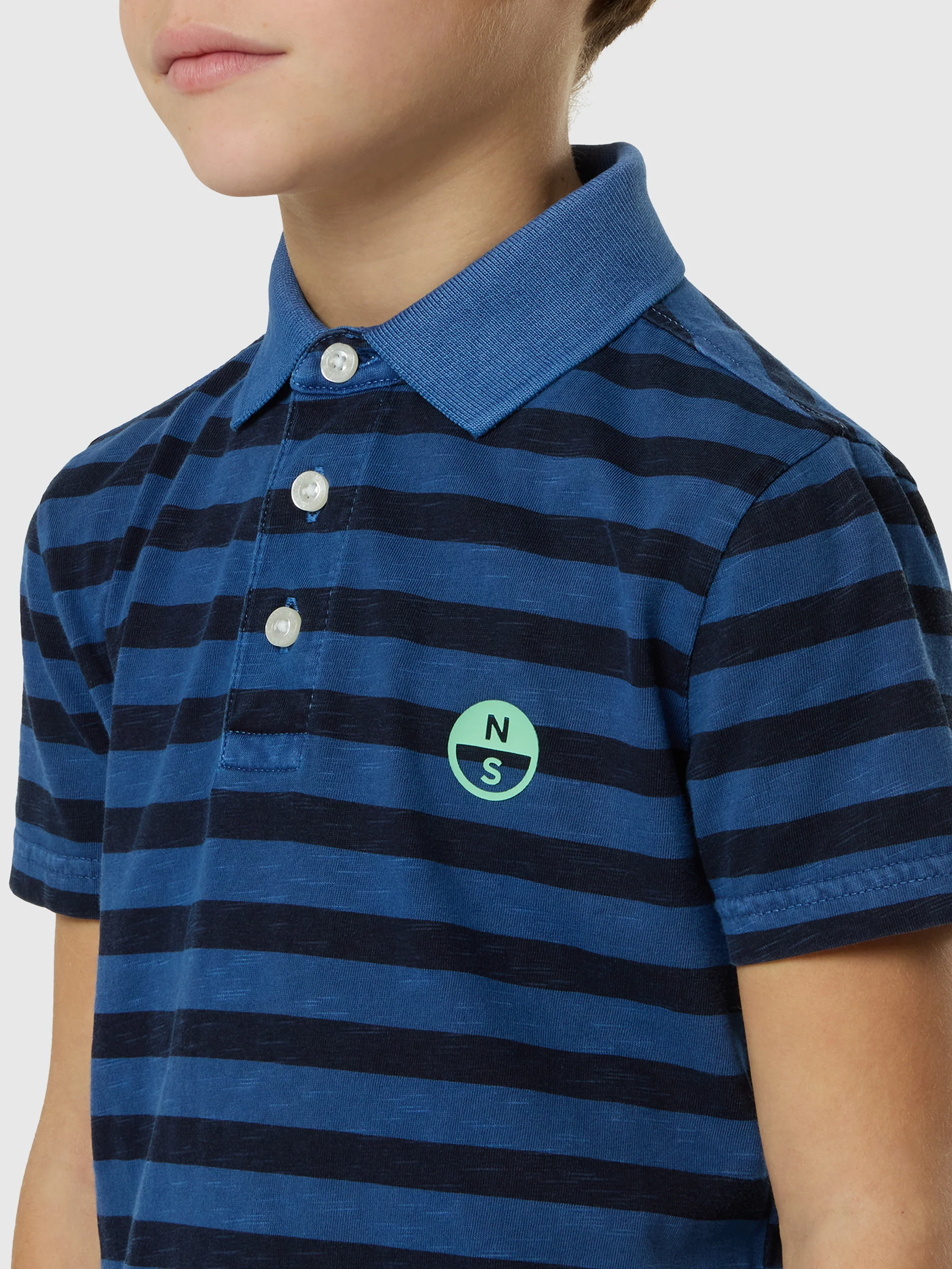 Striped slub jersey polo shirt - Image 13