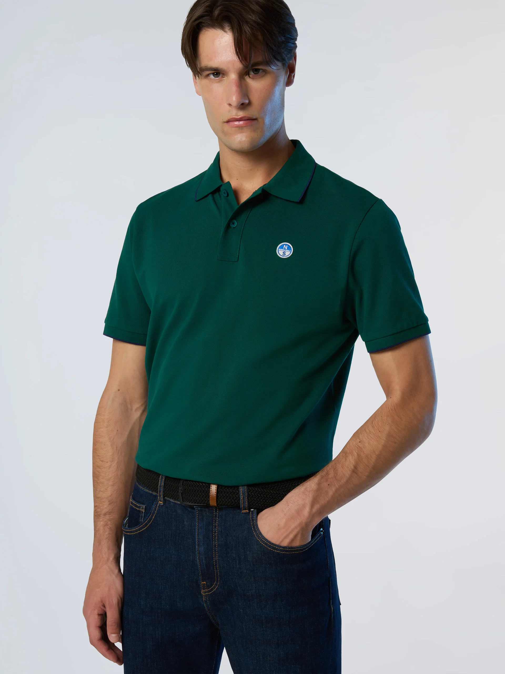 Polo shirt with collar print - Image 15