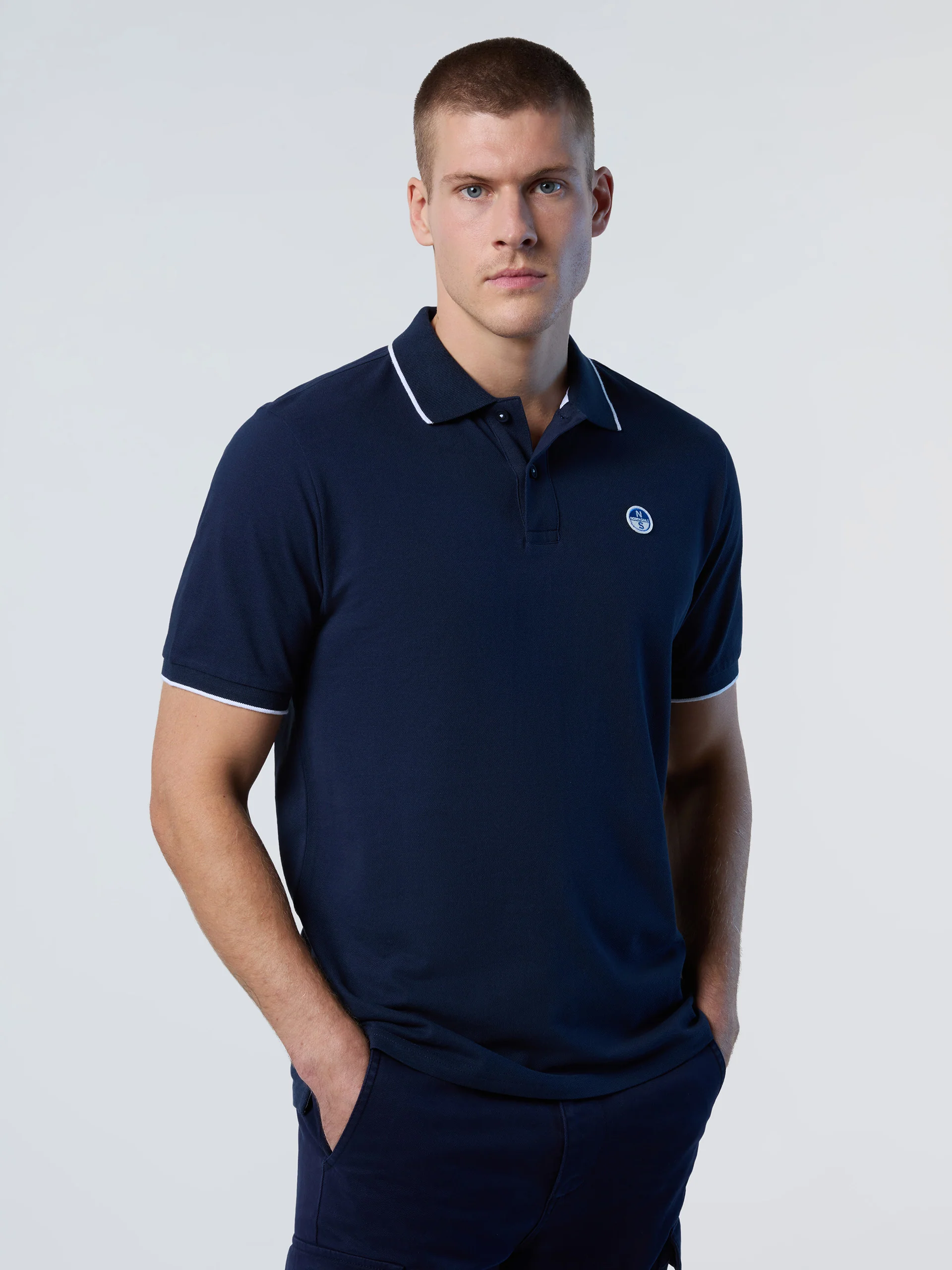 Polo shirt with collar print - Image 22