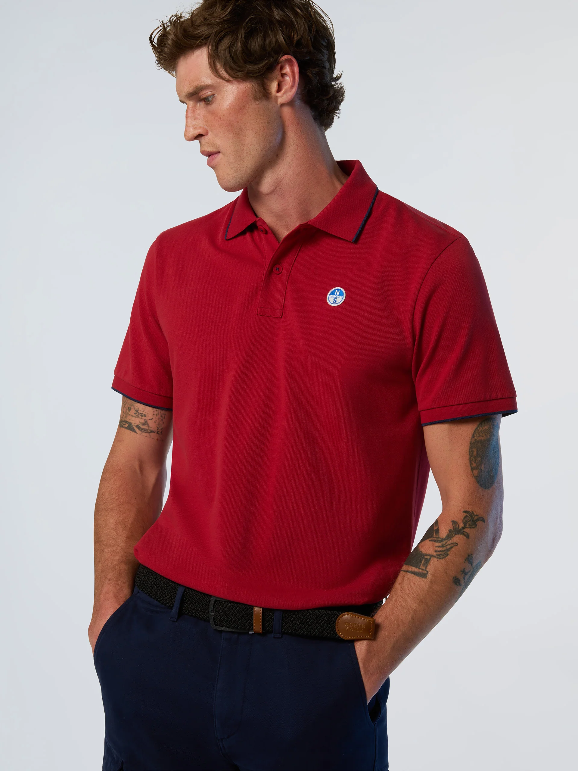 Polo shirt with collar print - Image 8