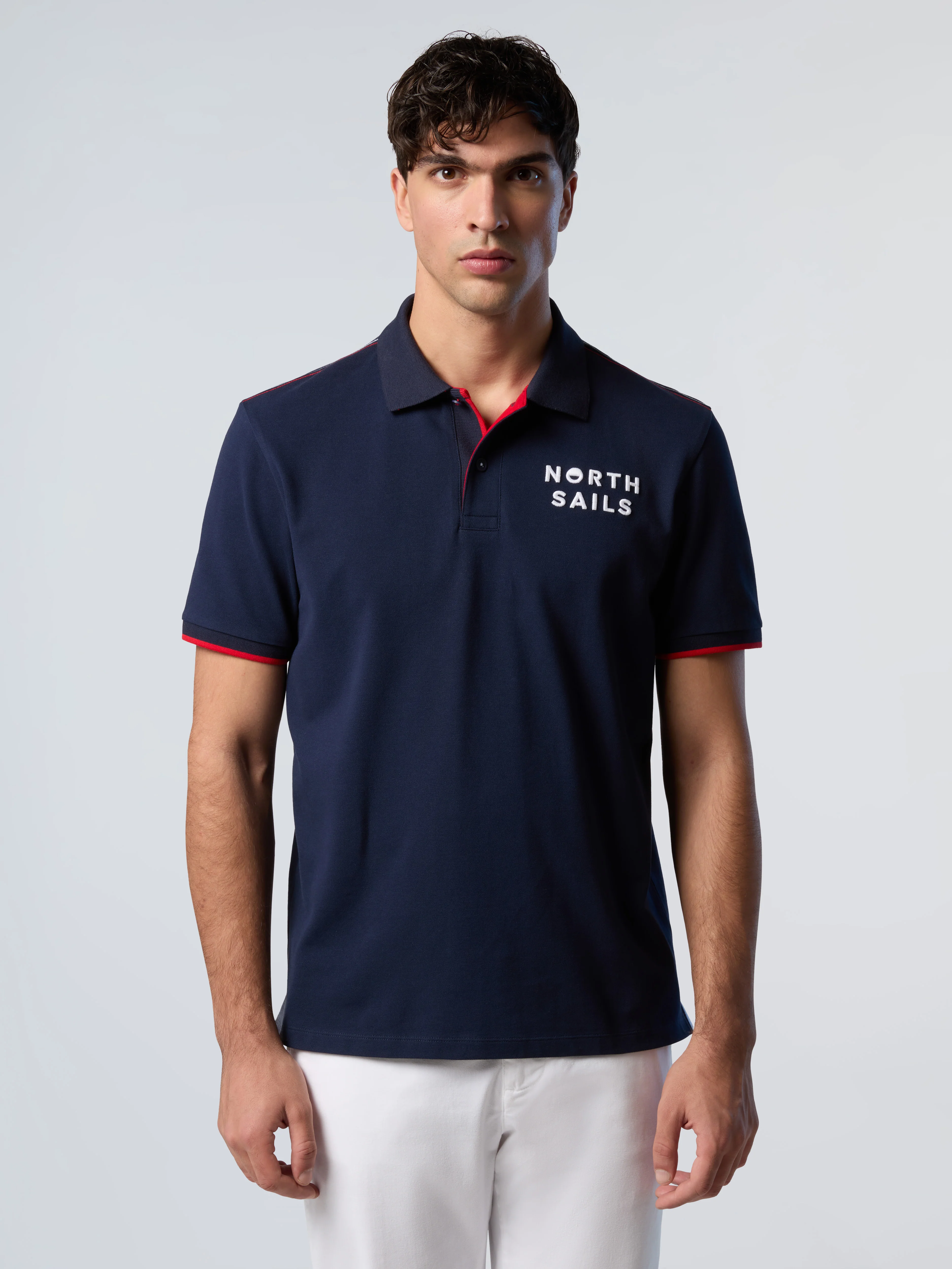 Polo shirt with striped collar - Image 22