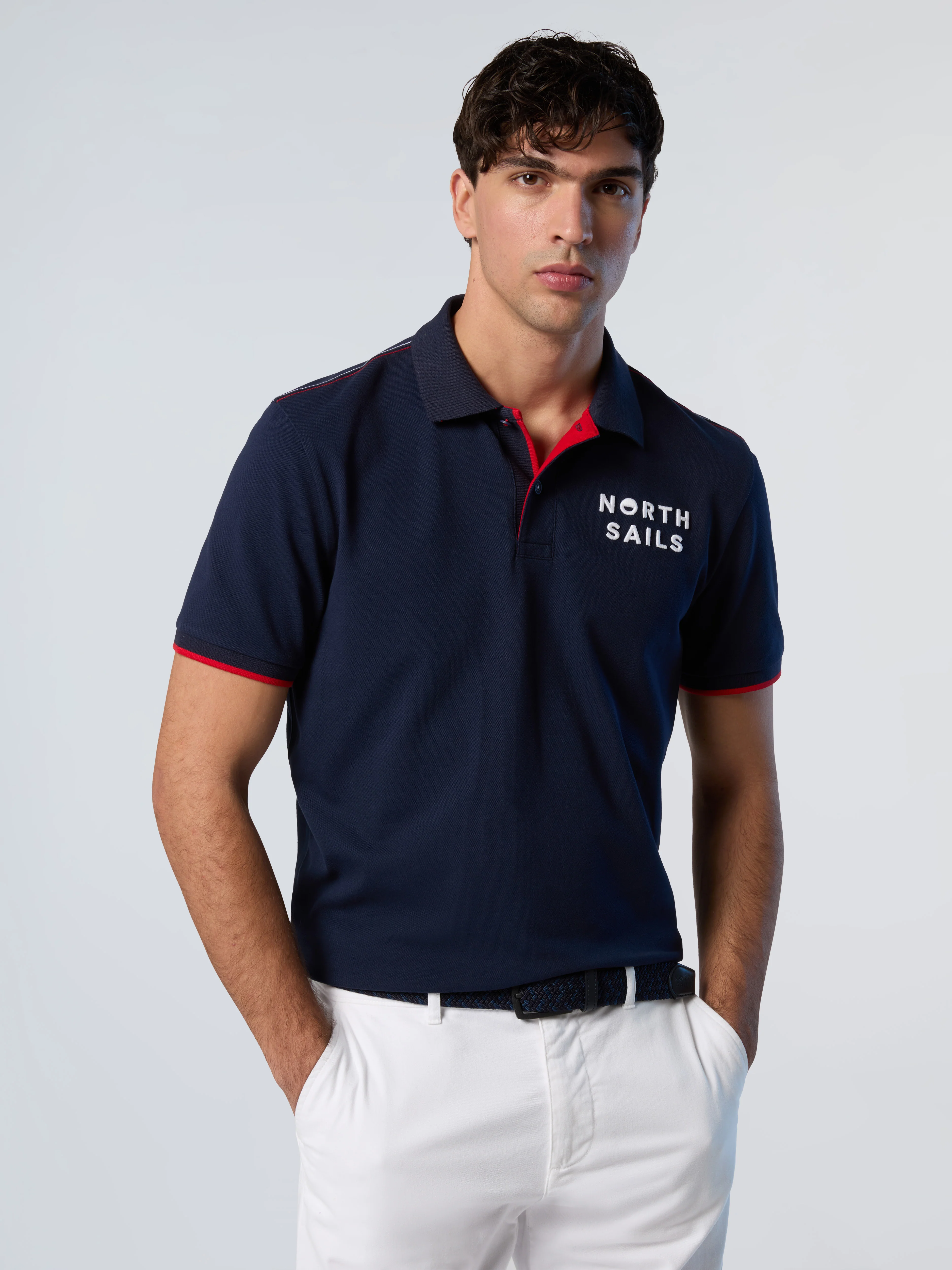 Polo shirt with striped collar - Image 23