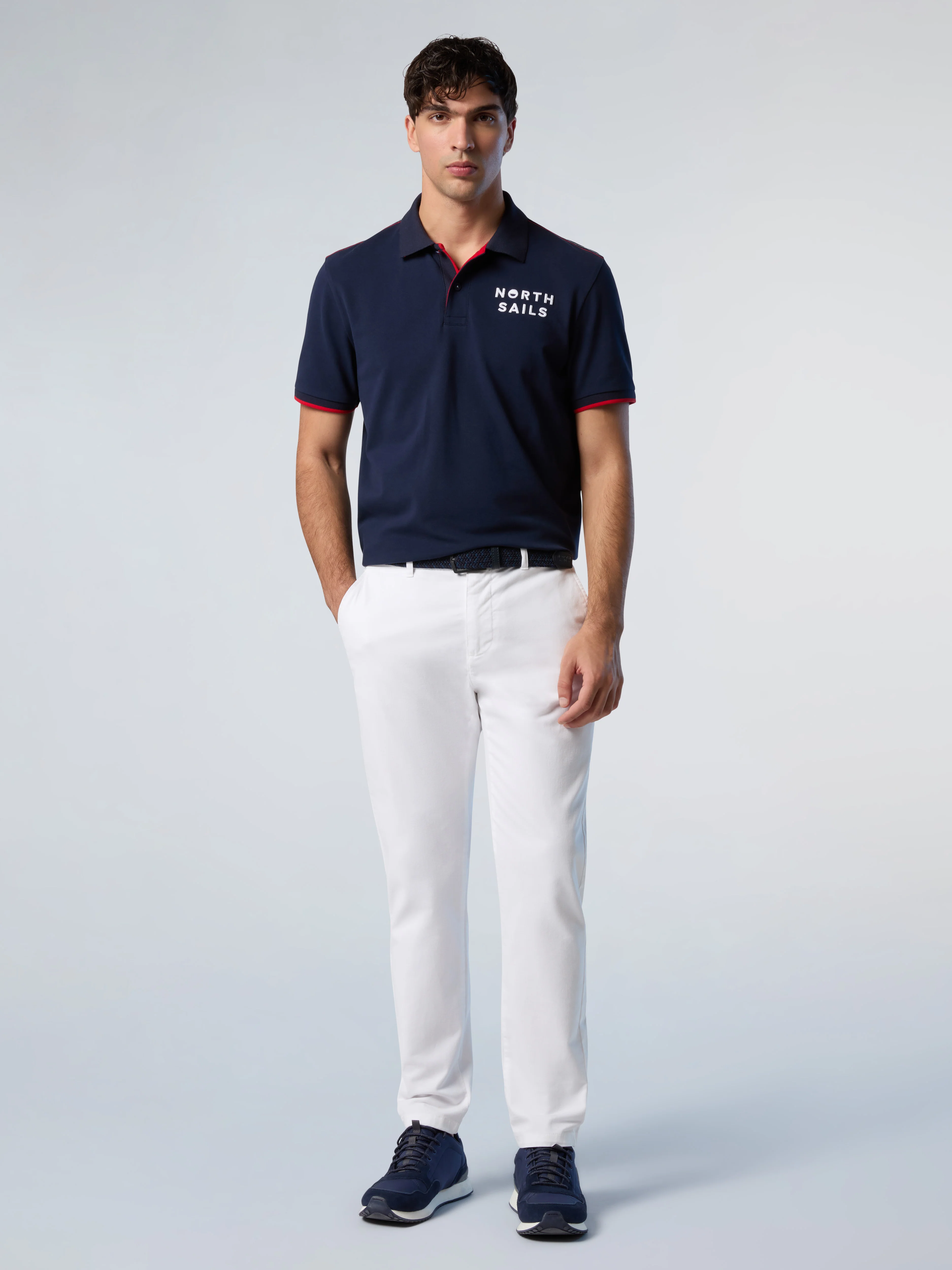 Polo shirt with striped collar - Image 26