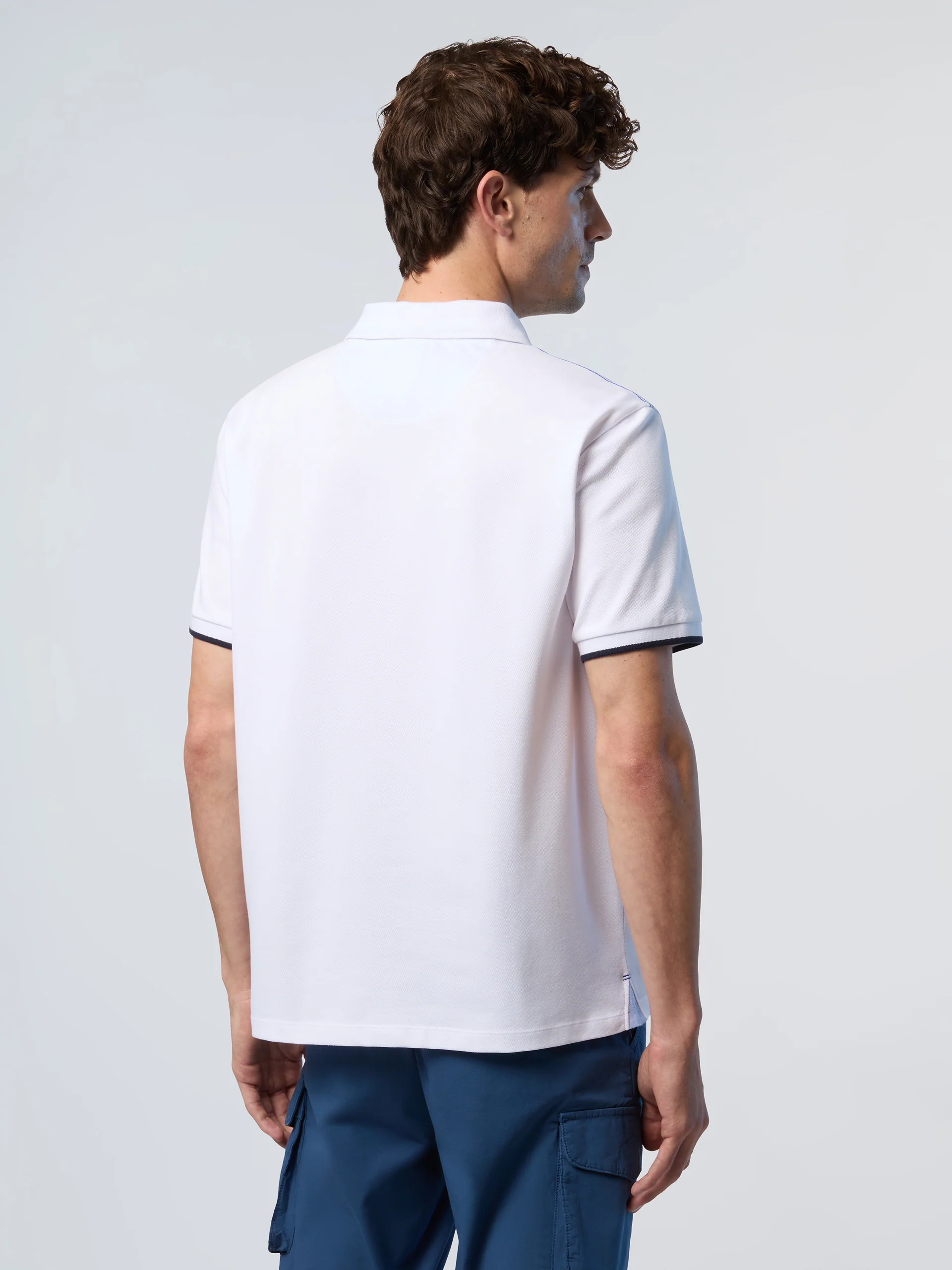Polo shirt with striped collar - Image 4