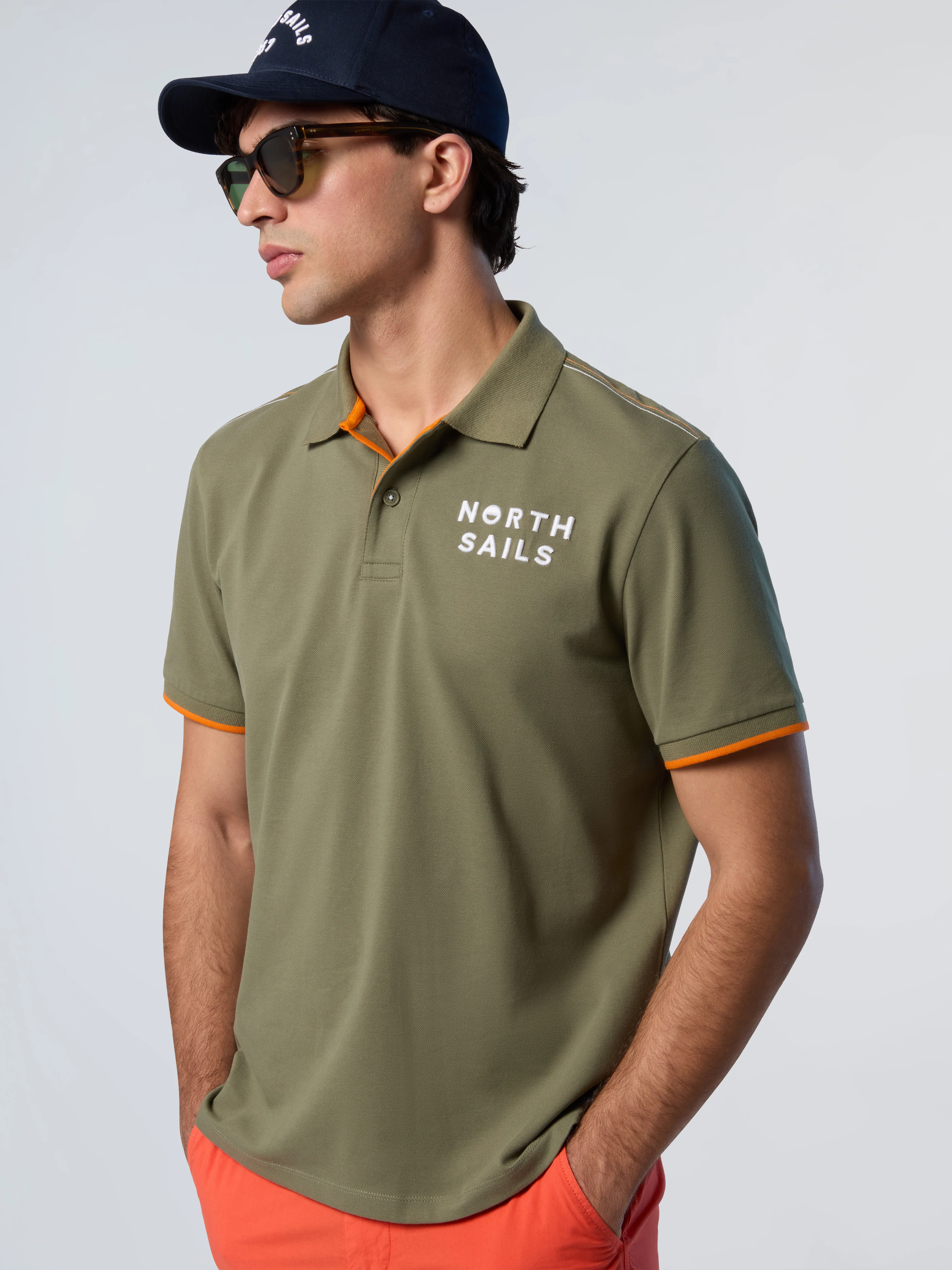Polo shirt with striped collar - Image 9