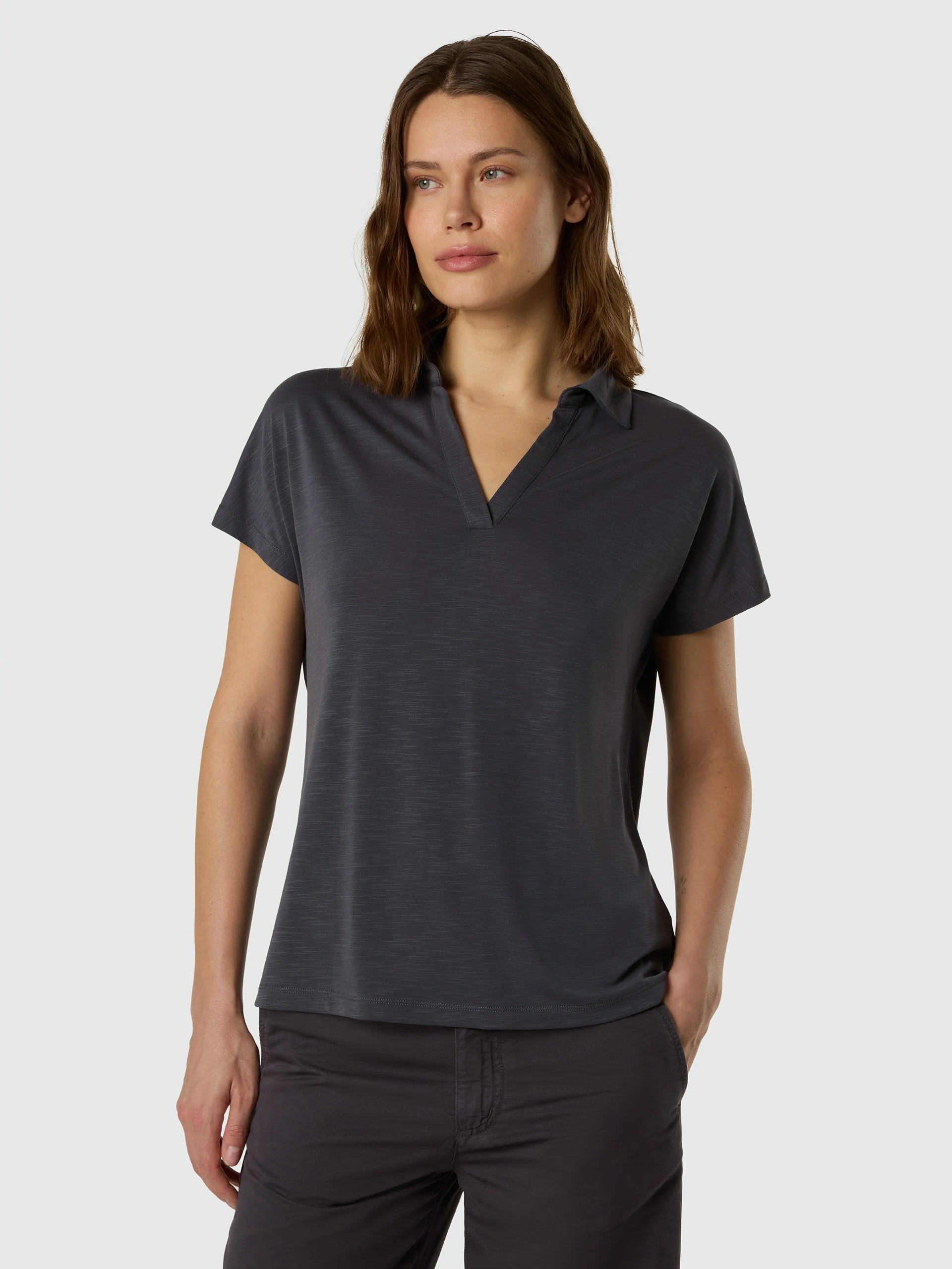 Slub jersey buttonless polo shirt - Image 13