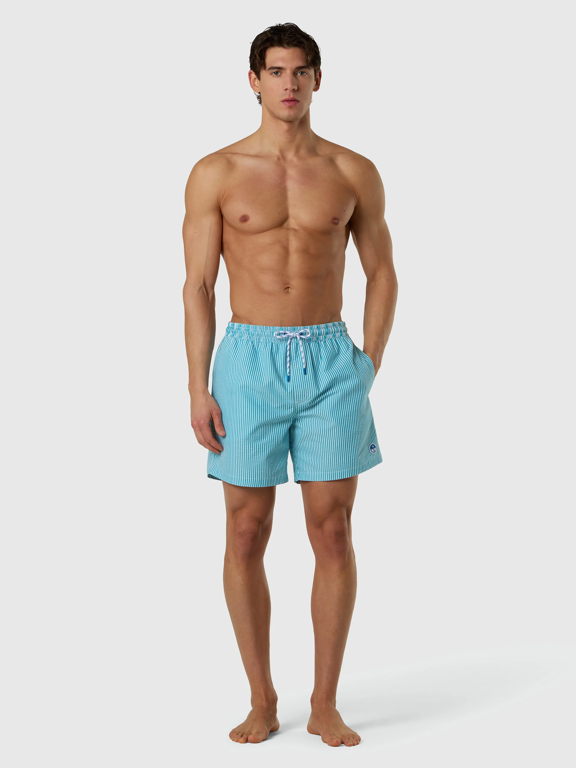 Striped seersucker swim shorts - Image 18