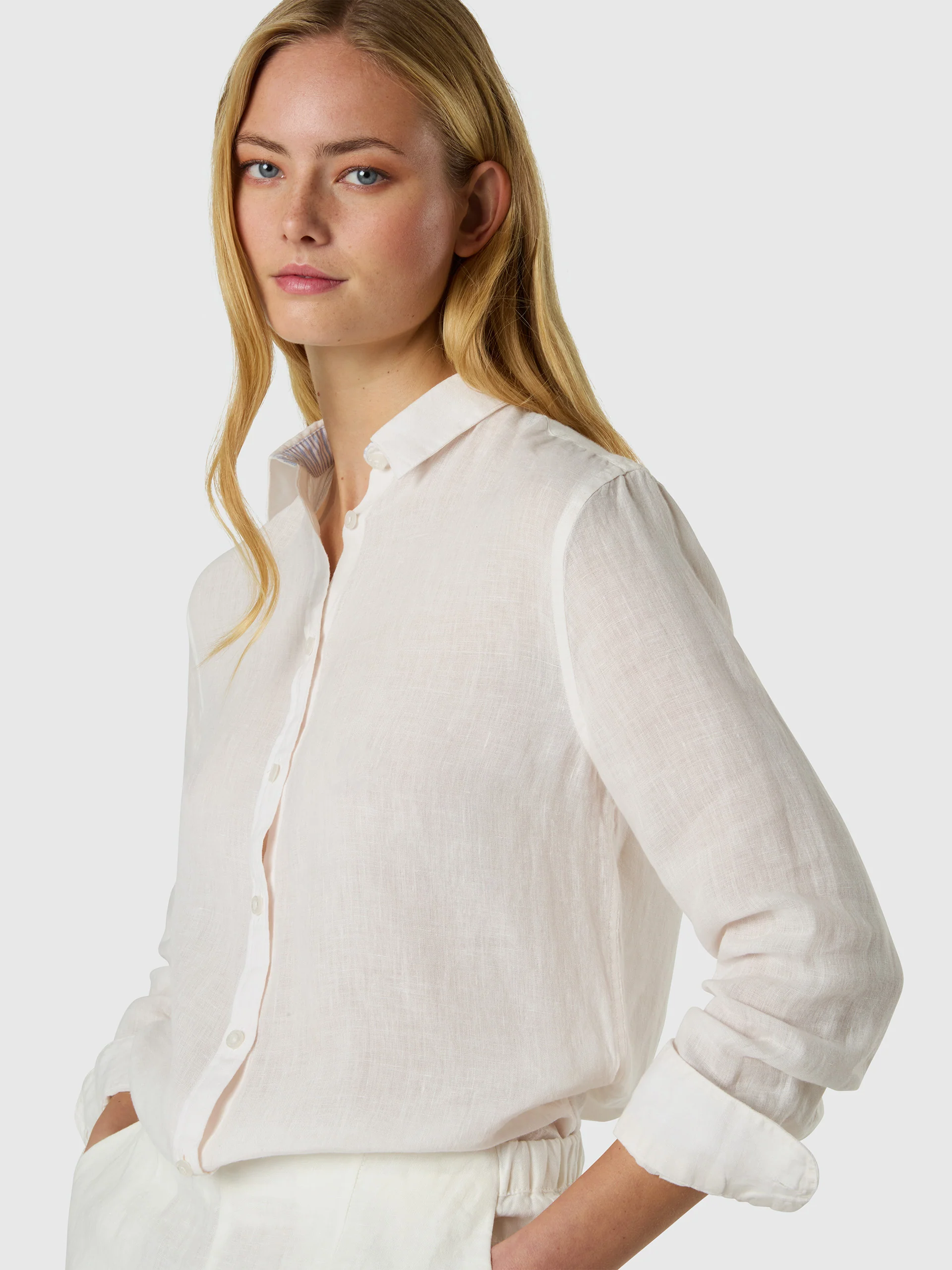 Linen shirt with embroidered logo - Image 2