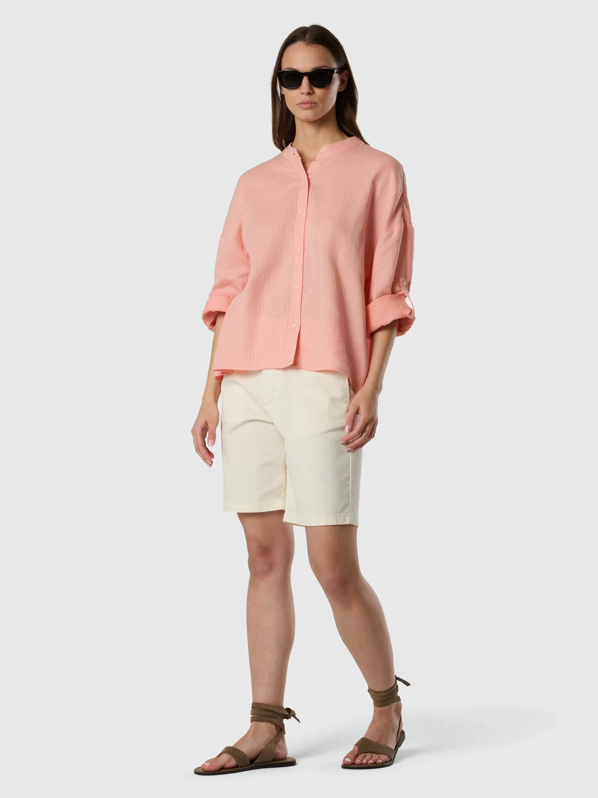 Striped Mandarin collar blouse - Image 11